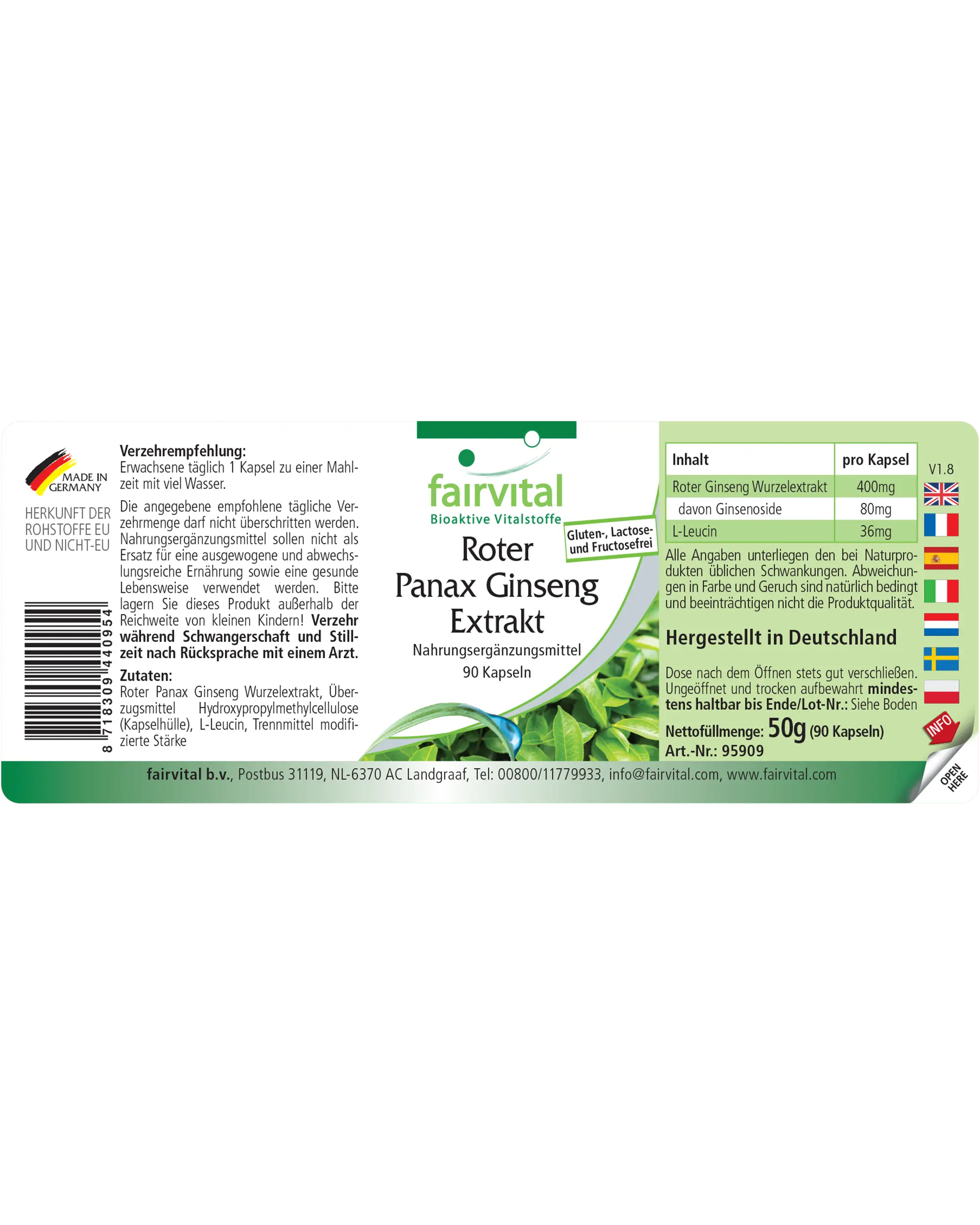 Rode Panax Ginseng Extract 400mg - 90 capsules Rode Panax Ginseng Extract 400mg - 90 capsules
