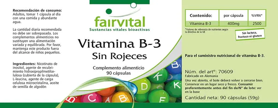 Vitamine B-3 Niacine Sans rougeurs - 90 gélules Vitamine B-3 Niacine Sans rougeurs - 90 gélules