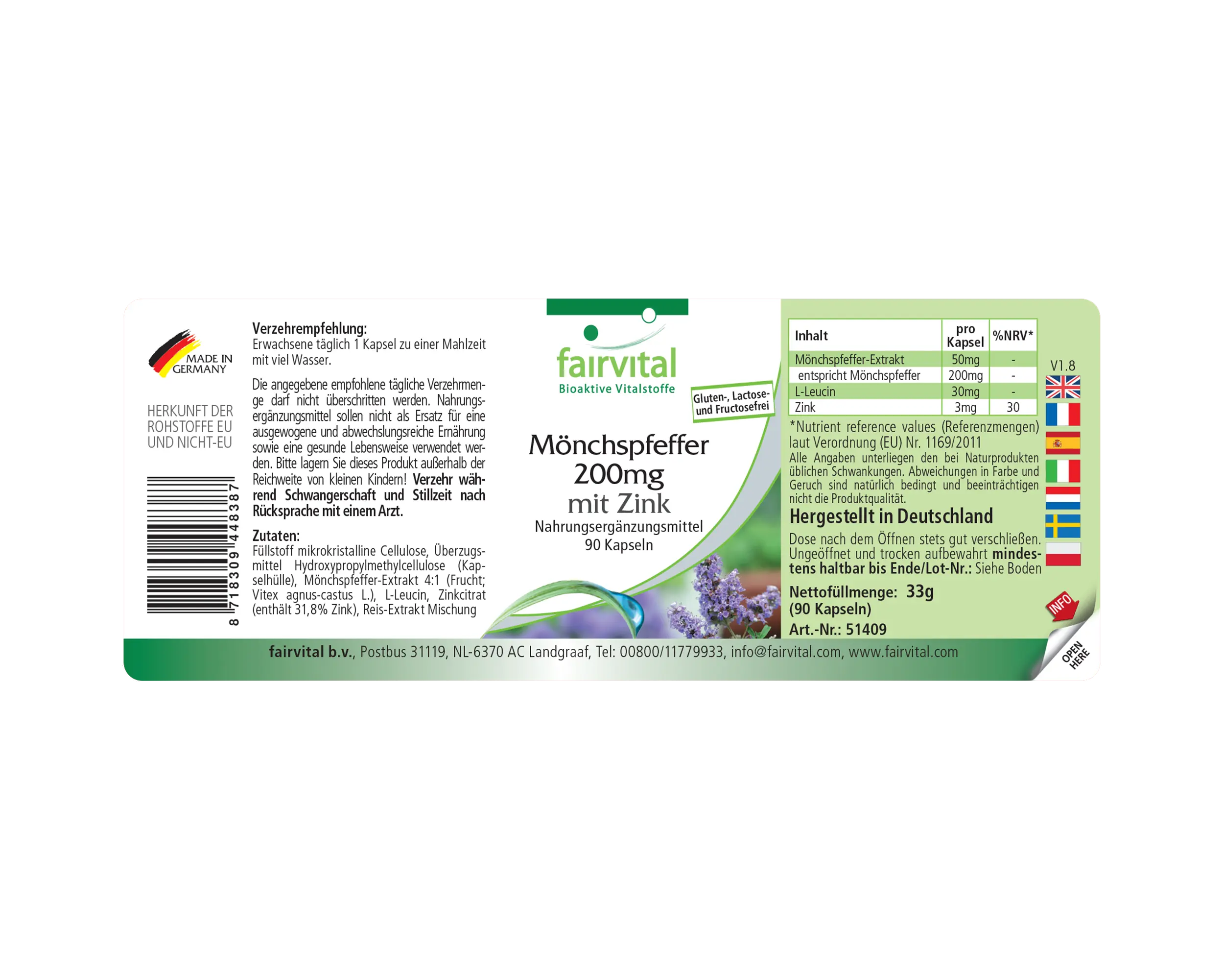 Mönchspfeffer 200mg mit Zink - 90 Kapseln - für Fruchtbarkeit, Fortpflanzung uvm. - Vegan | Fairvital Mönchspfeffer 200mg mit Zink - 90 Kapseln - für Fruchtbarkeit, Fortpflanzung uvm. - Vegan | Fairvital