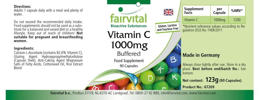 Vitamine C 1000mg tamponnée - 90 gélules