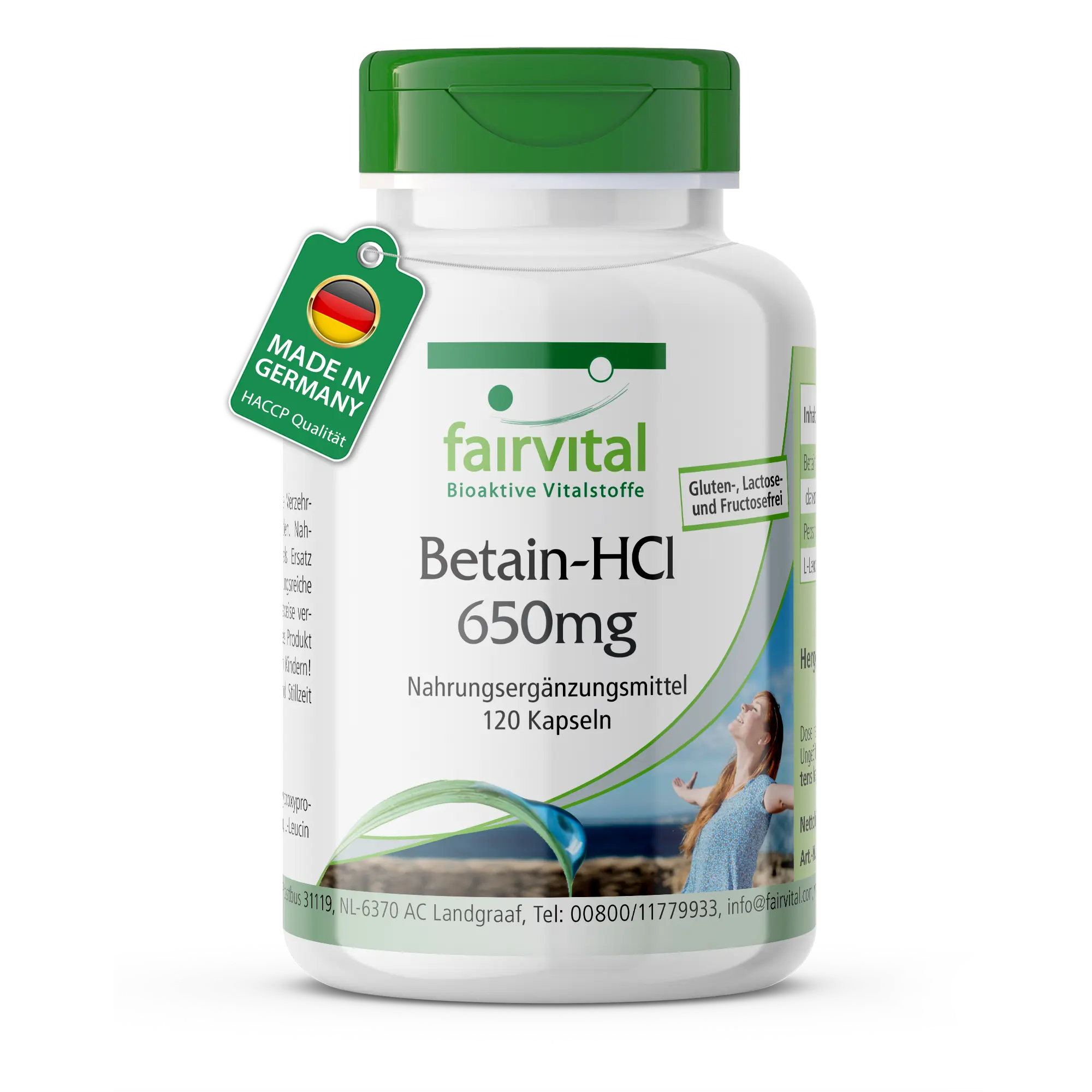 Betain-HCl 650mg - 120 Kapseln - mit Pepsin | Fairvital