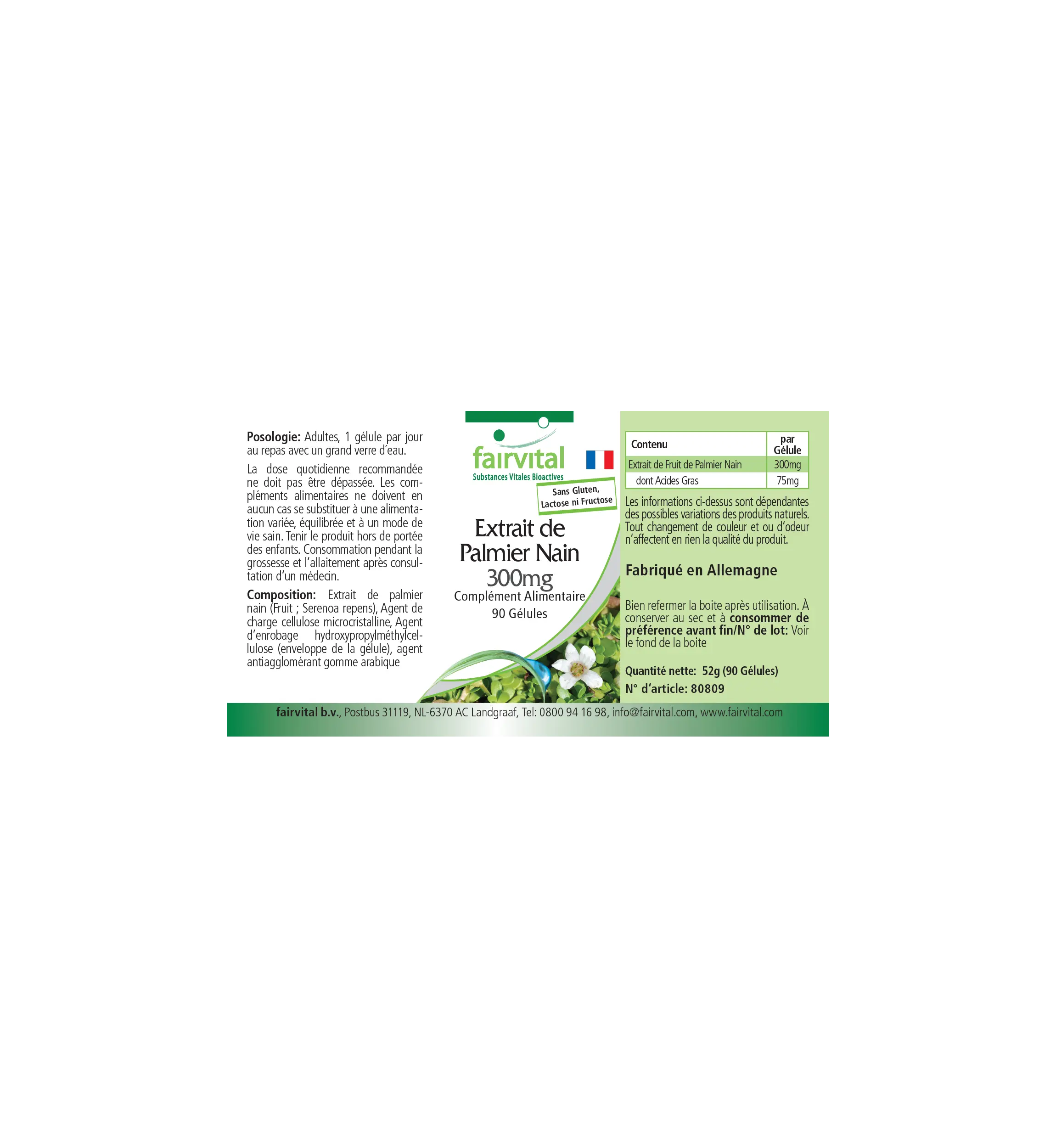 Sägepalme Extrakt 300mg - 90 Kapseln - Schluckfreundlich - Mit Beta-Sitosterol - Hochdosiert und Vegan | Fairvital