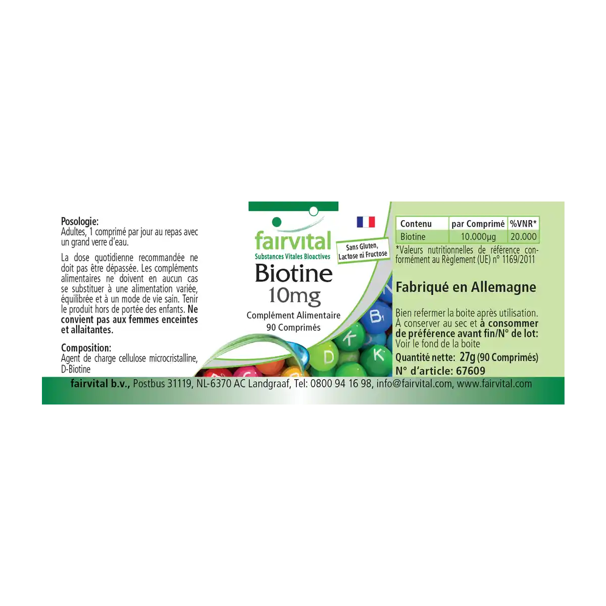 Biotin 10mg - 90 tablets