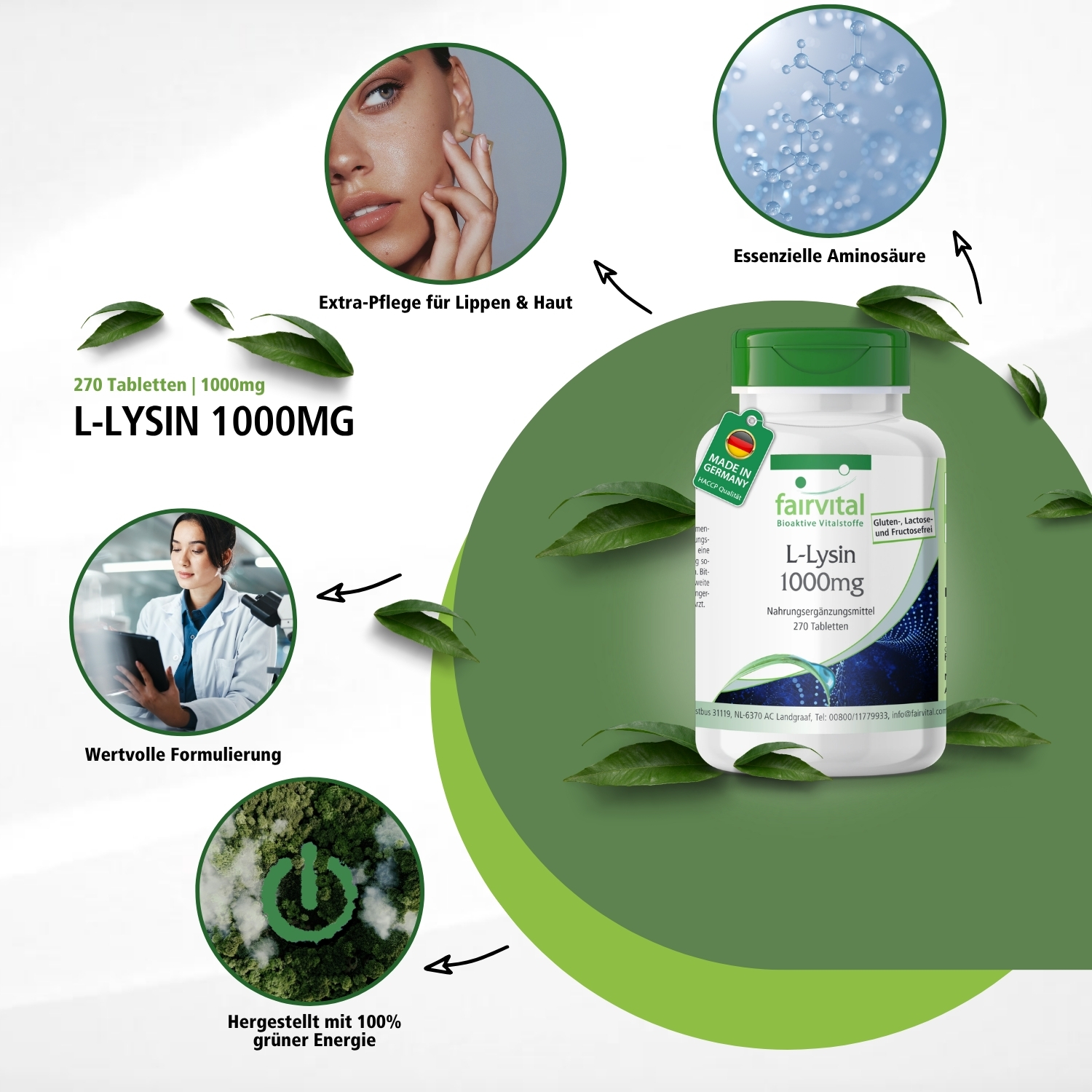 L-Lysin 1000mg - 270 Tabletten - vegan | Fairvital