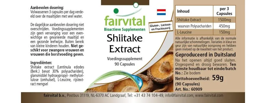 Extrait de shiitake 500mg - 90 gélules