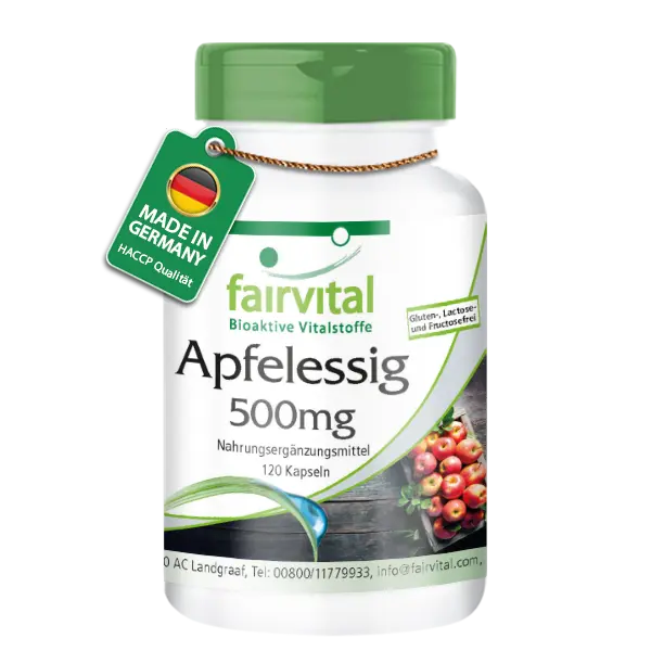 Apfelessig 500 mg - 120 Kapseln - Vegan | Fairvital Apfelessig 500 mg - 120 Kapseln - Vegan | Fairvital