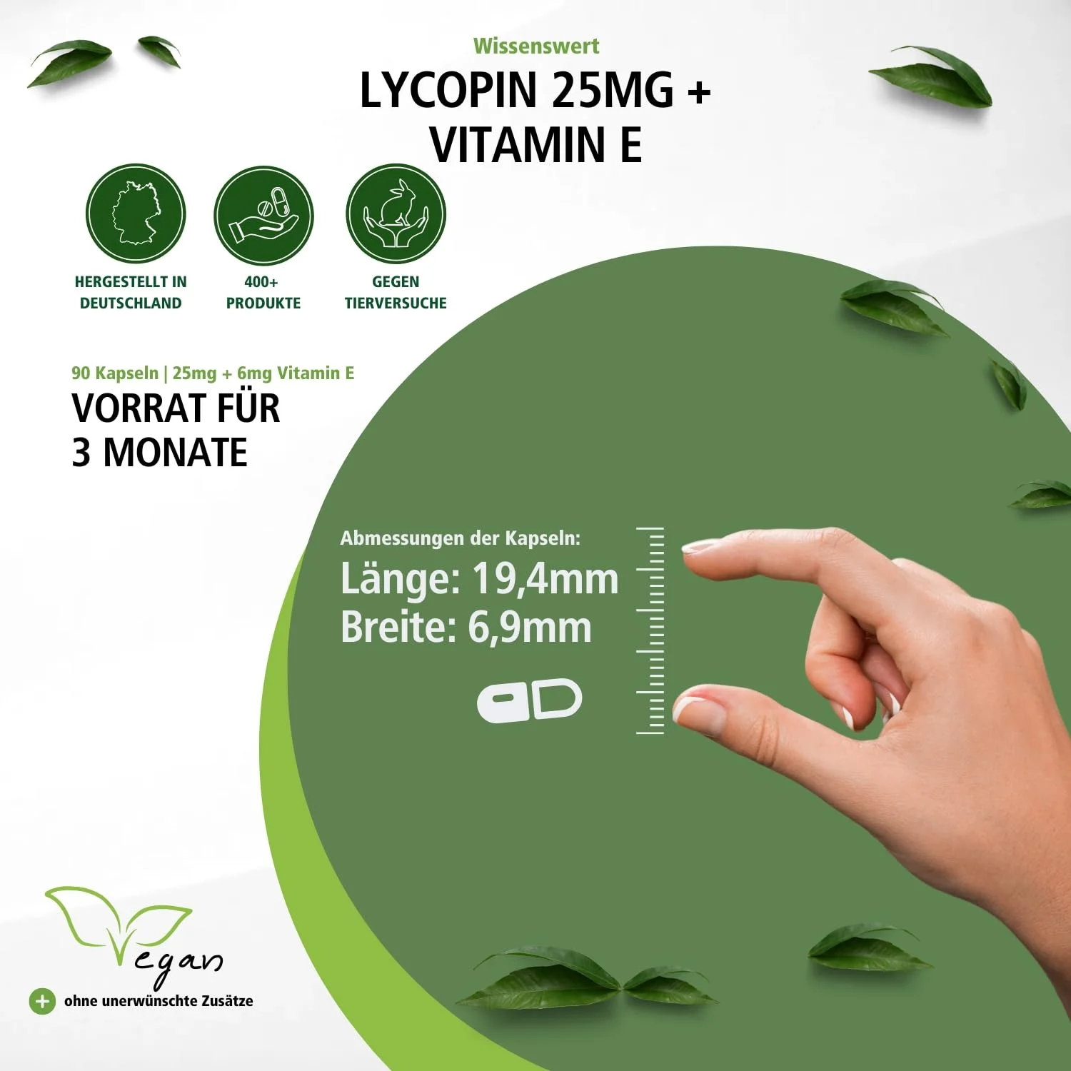 Lycopin 25mg + Vitamin E - 90 Kapseln - Schluckfreundlich - Für Zellschutz - Vegan | Fairvital