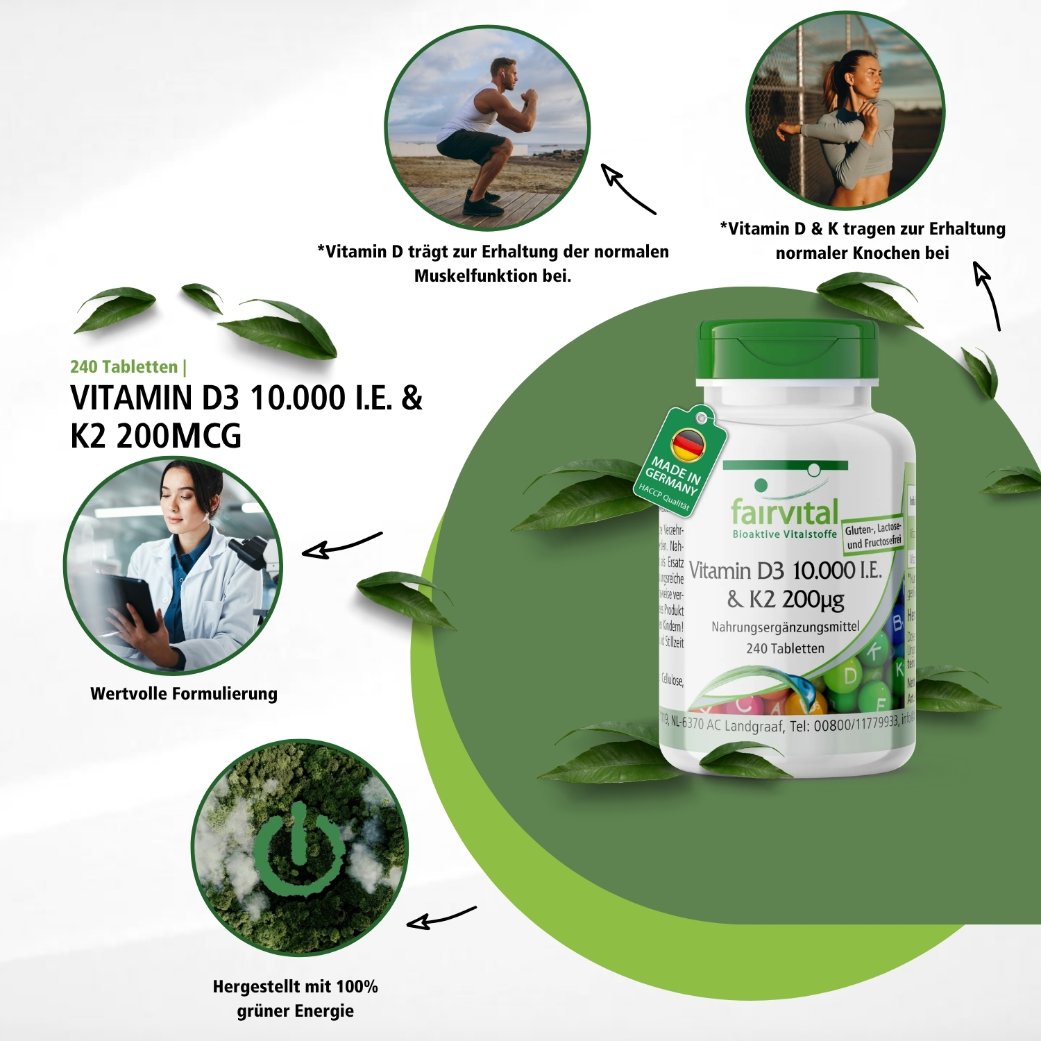 Vitamin D3 10.000 I.E. & K2 200μg