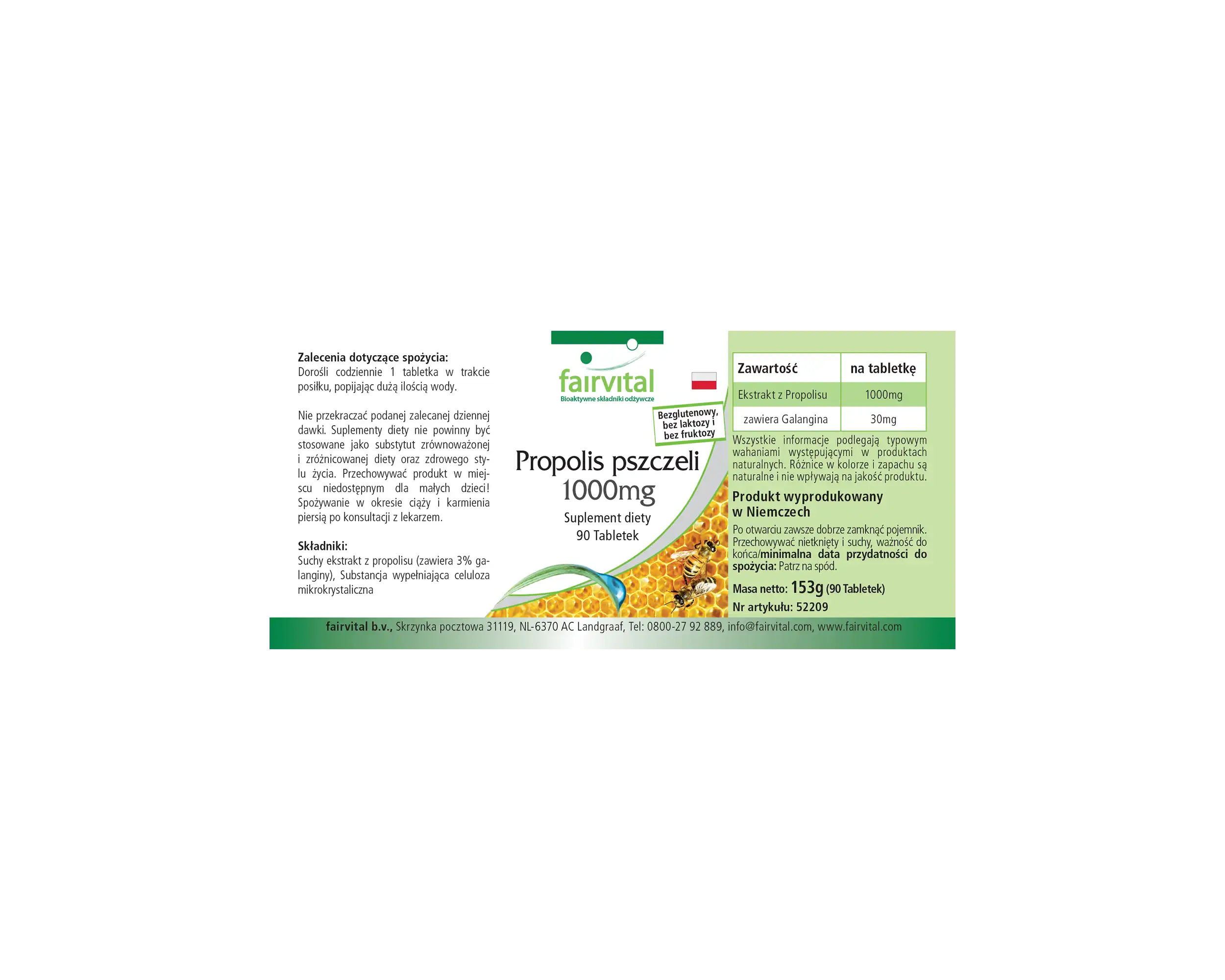 Bienen Propolis 1000mg - 90 Tabletten - Natürliches Bienenharz Extrakt - 3% Galangin - Hochdosiert | Fairvital