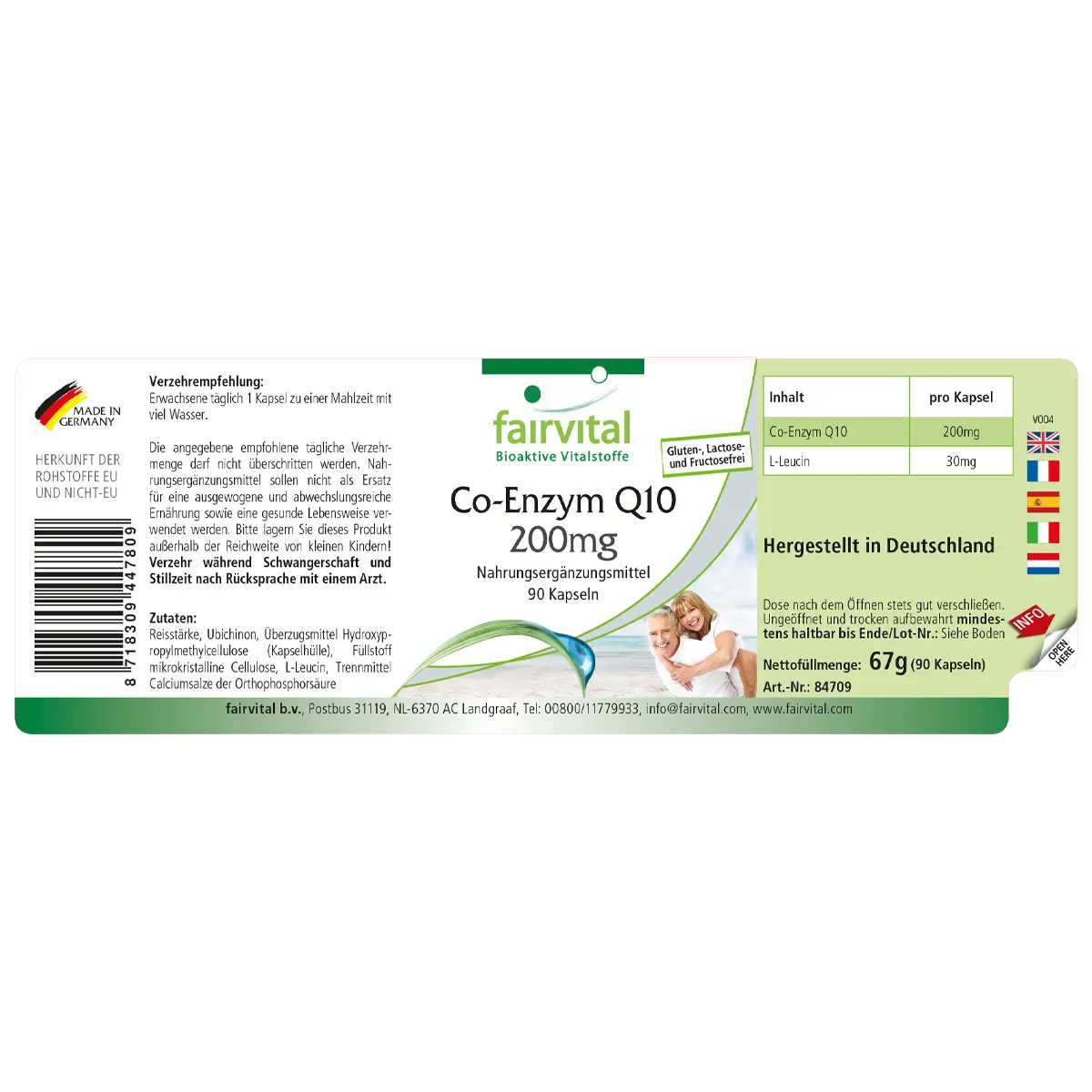 Co-Enzym Q10 200mg - 90 Kapseln - CoQ10 Ubiquinon Kapseln - Hochdosiert und Vegan | Fairvital Co-Enzym Q10 200mg - 90 Kapseln - CoQ10 Ubiquinon Kapseln - Hochdosiert und Vegan | Fairvital