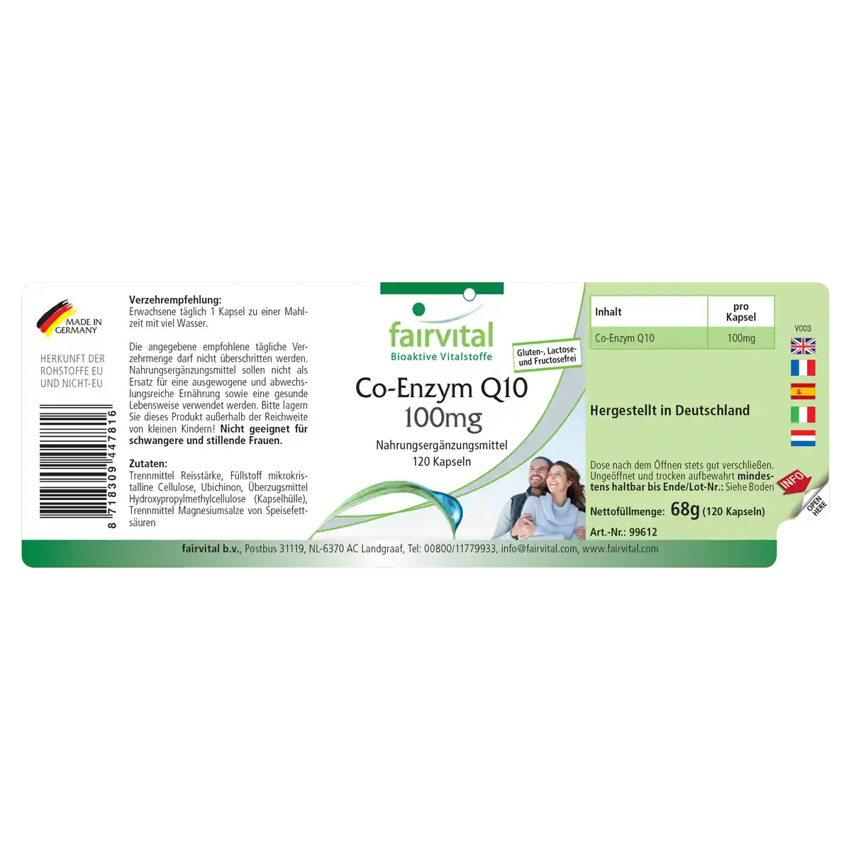 Co-Enzym Q10 100mg - 120 Kapseln - CoQ10 Ubiquinon Kapseln - Hochdosiert und Vegan | Fairvital Co-Enzym Q10 100mg - 120 Kapseln - CoQ10 Ubiquinon Kapseln - Hochdosiert und Vegan | Fairvital