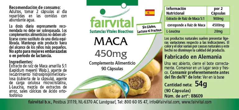 Maca 450mg - 90 capsules