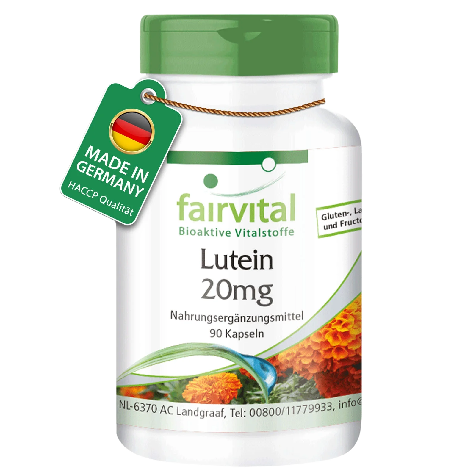 Lutein 20mg - 90 Kapseln - mit Zeaxanthin - mikroverkapselt - ohne Magnesiumstearat | Fairvital Lutein 20mg - 90 Kapseln - mit Zeaxanthin - mikroverkapselt - ohne Magnesiumstearat | Fairvital