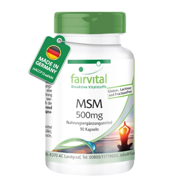 MSM 500mg - 90 Kapseln - Methylsulfonylmethan - Hochdosiert und Vegan | Fairvital