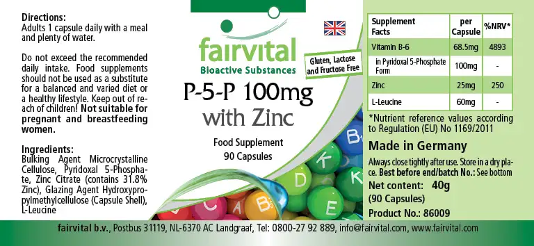 P-5-P 100mg con Zinc - Vitamina B6 activa - 90 Cápsulas