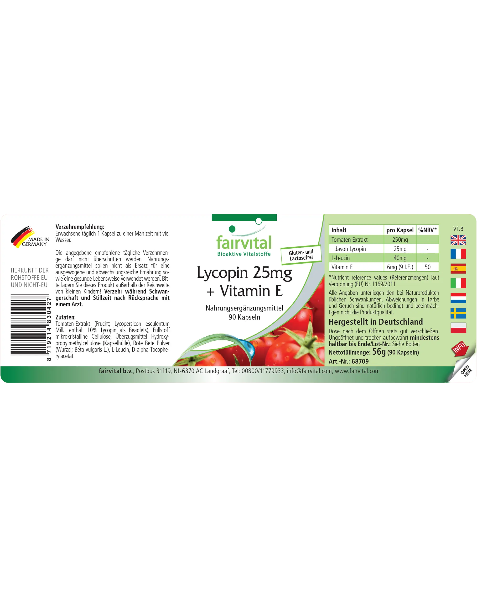 Lycopin 25mg + Vitamin E - 90 Kapseln - für Zellschutz - Vegan | Fairvital