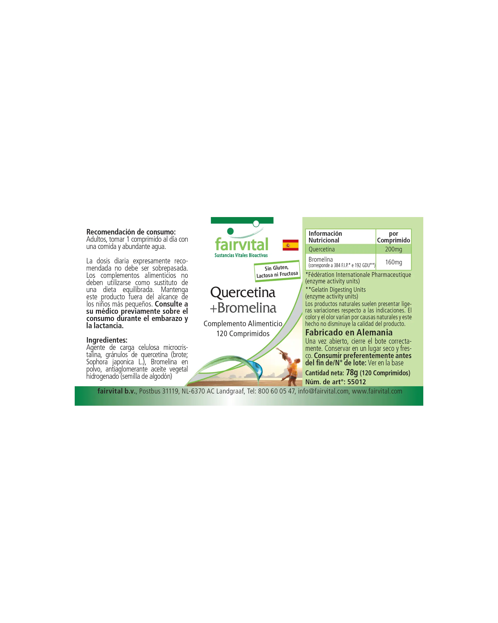 Quercetina + Bromelina - 120 compresse - Alto dosaggio e vegano | Fairvital