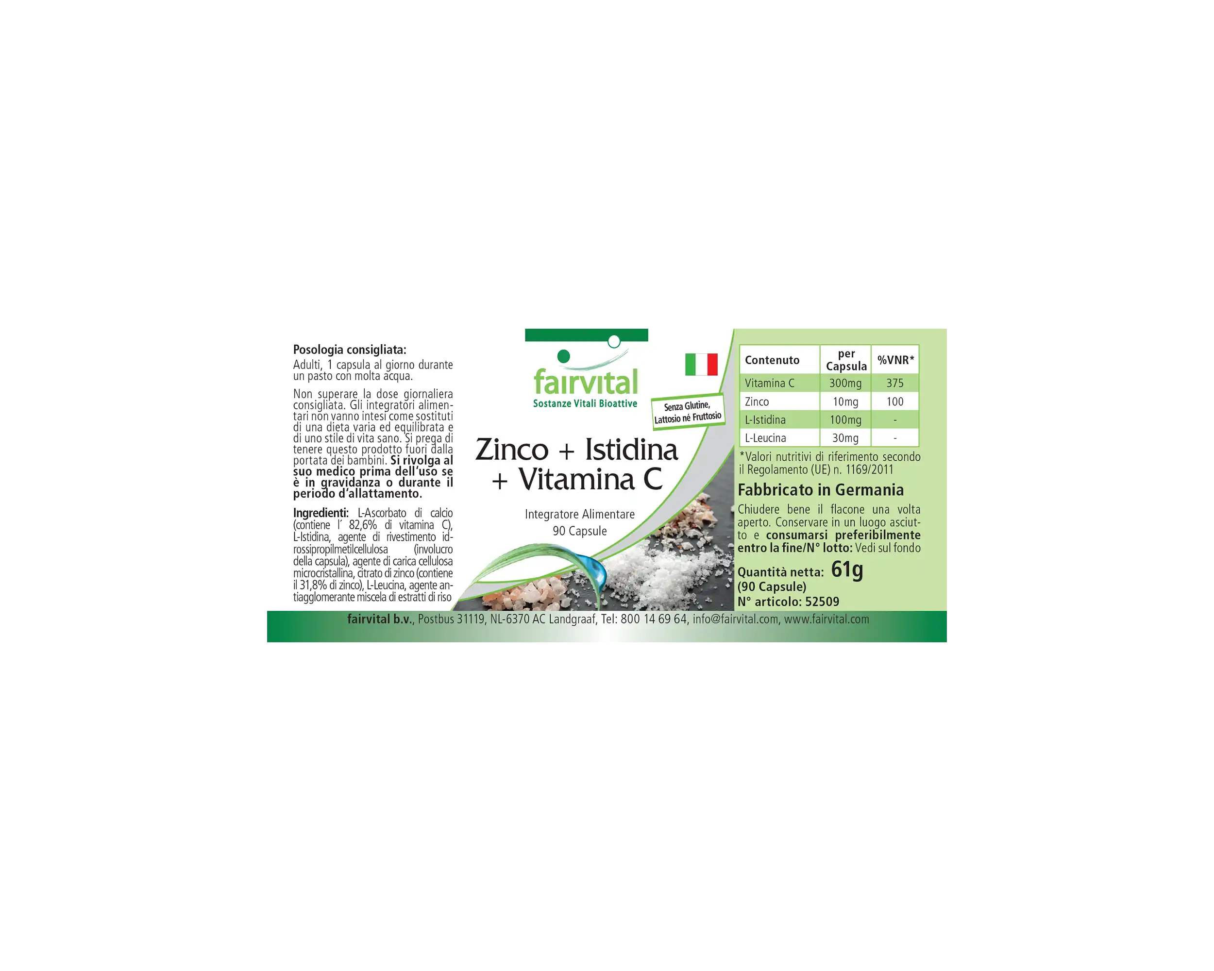 Zinc + Histidine + Vitamine C - 90 Capsules