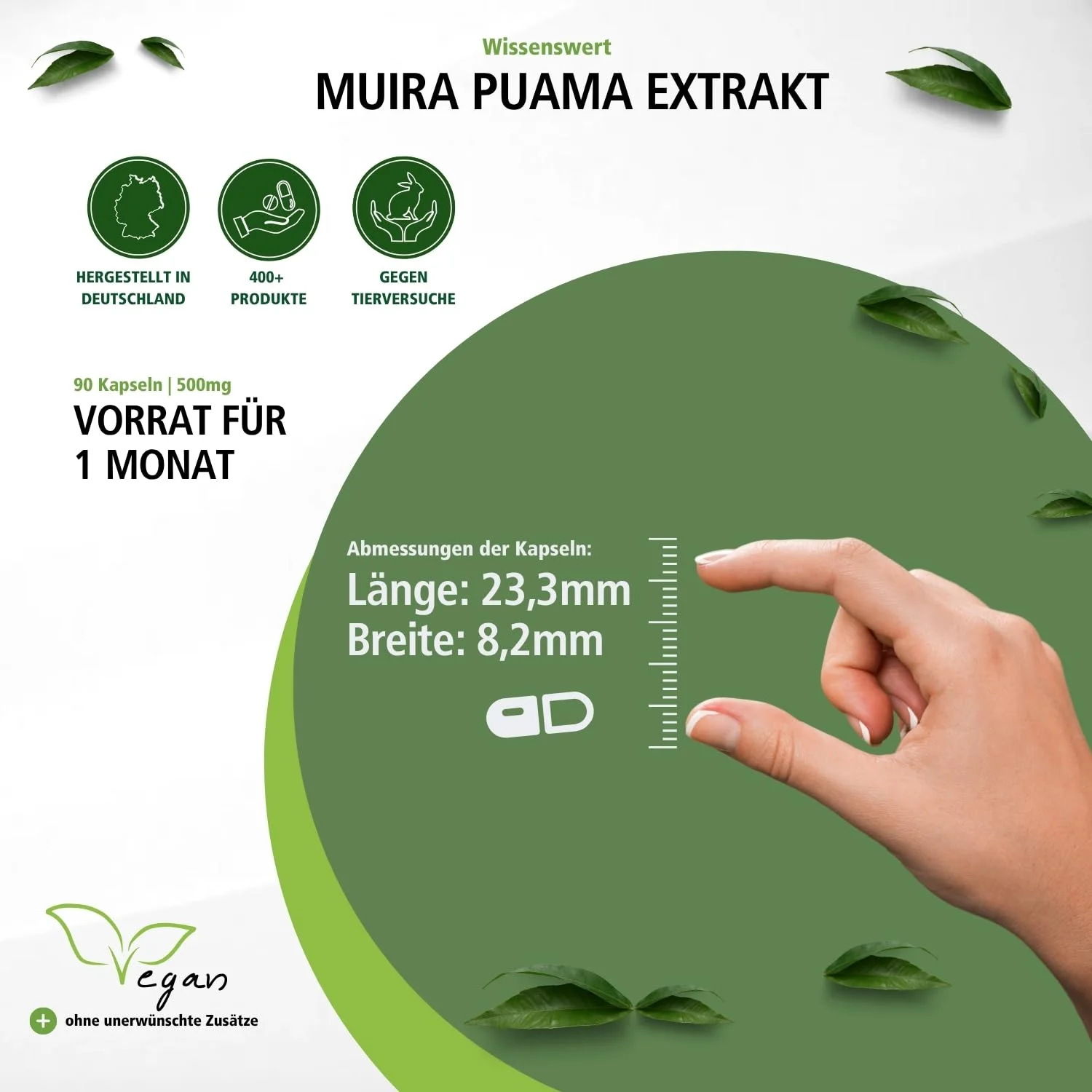 Muira Puama - 90 Kapseln - Schluckfreundlich - Potenzholz 10:1 Extrakt - Hochdosiert und Vegan | Fairvital