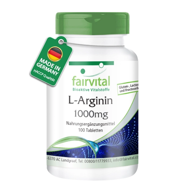 L-Arginin 1000mg - 100 Tabletten - Hochdosiert und Vegan | Fairvital