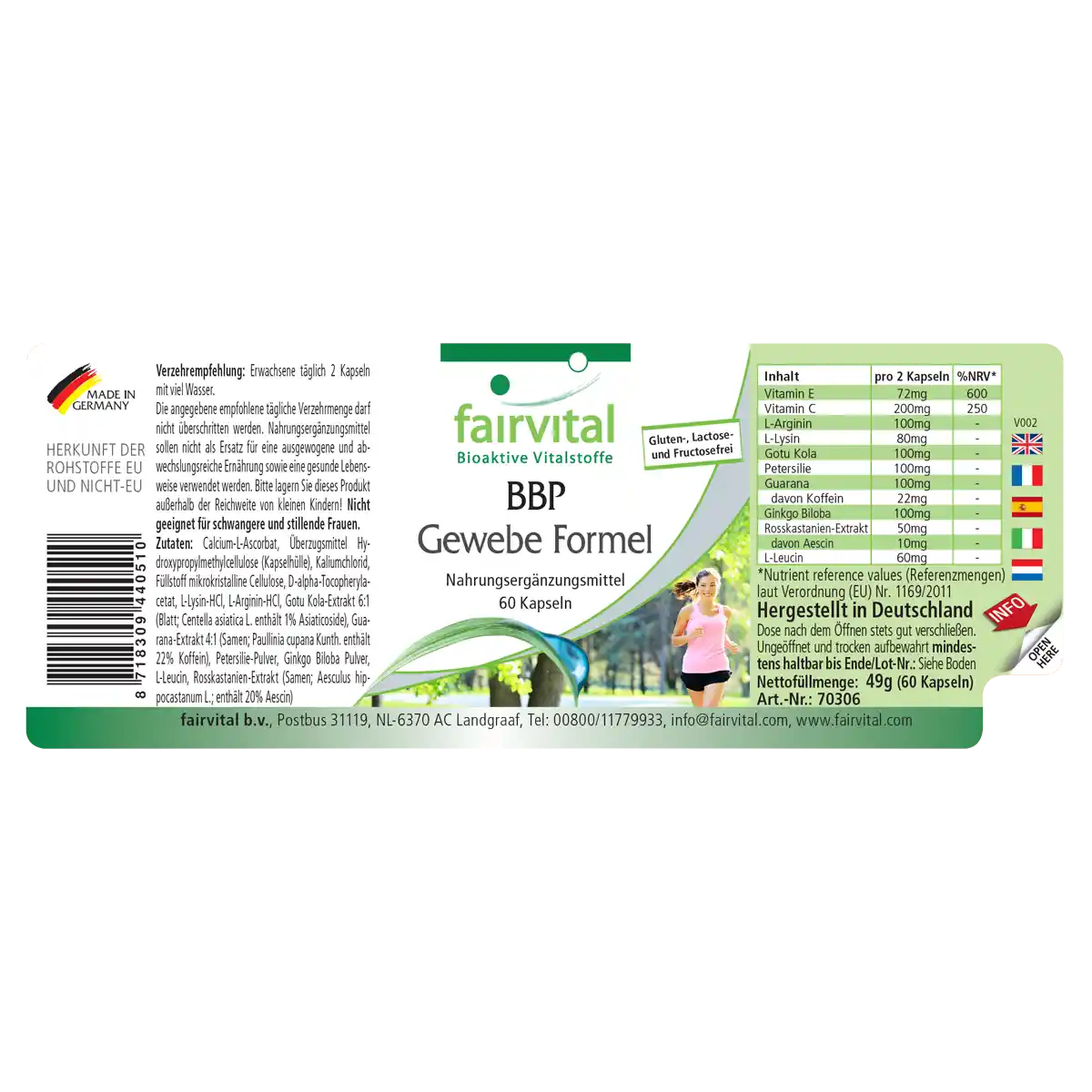 BBP Gewebe Formel - 60 Kapseln - mit Vitamin E, Vitamin C - für Immunsystem, Kollagen uvm. - Vegan | Fairvital BBP Gewebe Formel - 60 Kapseln - mit Vitamin E, Vitamin C - für Immunsystem, Kollagen uvm. - Vegan | Fairvital