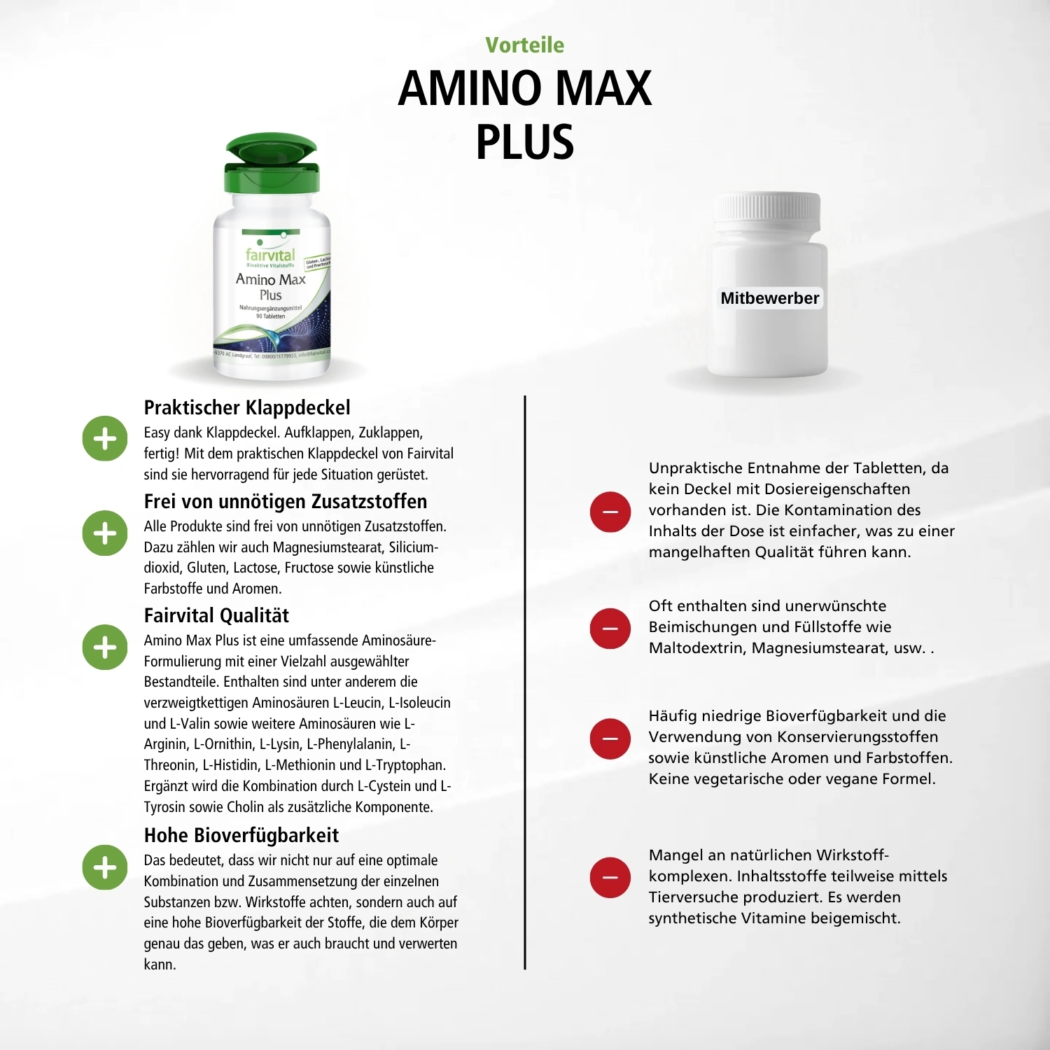Amino Max Plus -für Leberfunktion und Fettstoffwechsel - 90 Tabletten - Hochdosiert und Vegan | Fairvital