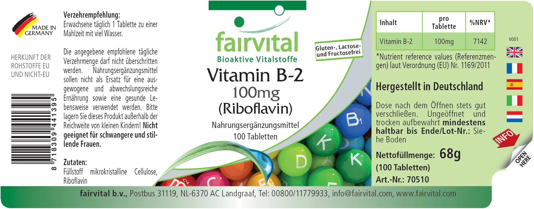 Vitamine B-2 Riboflavine - 100 tabletten