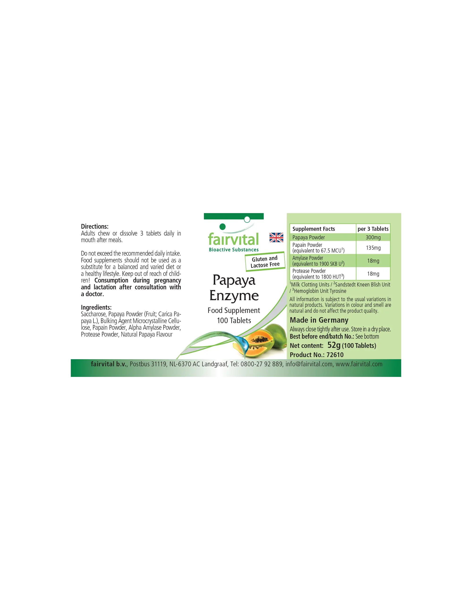 Enzyme de Papaye - 100 comprimés à croquer