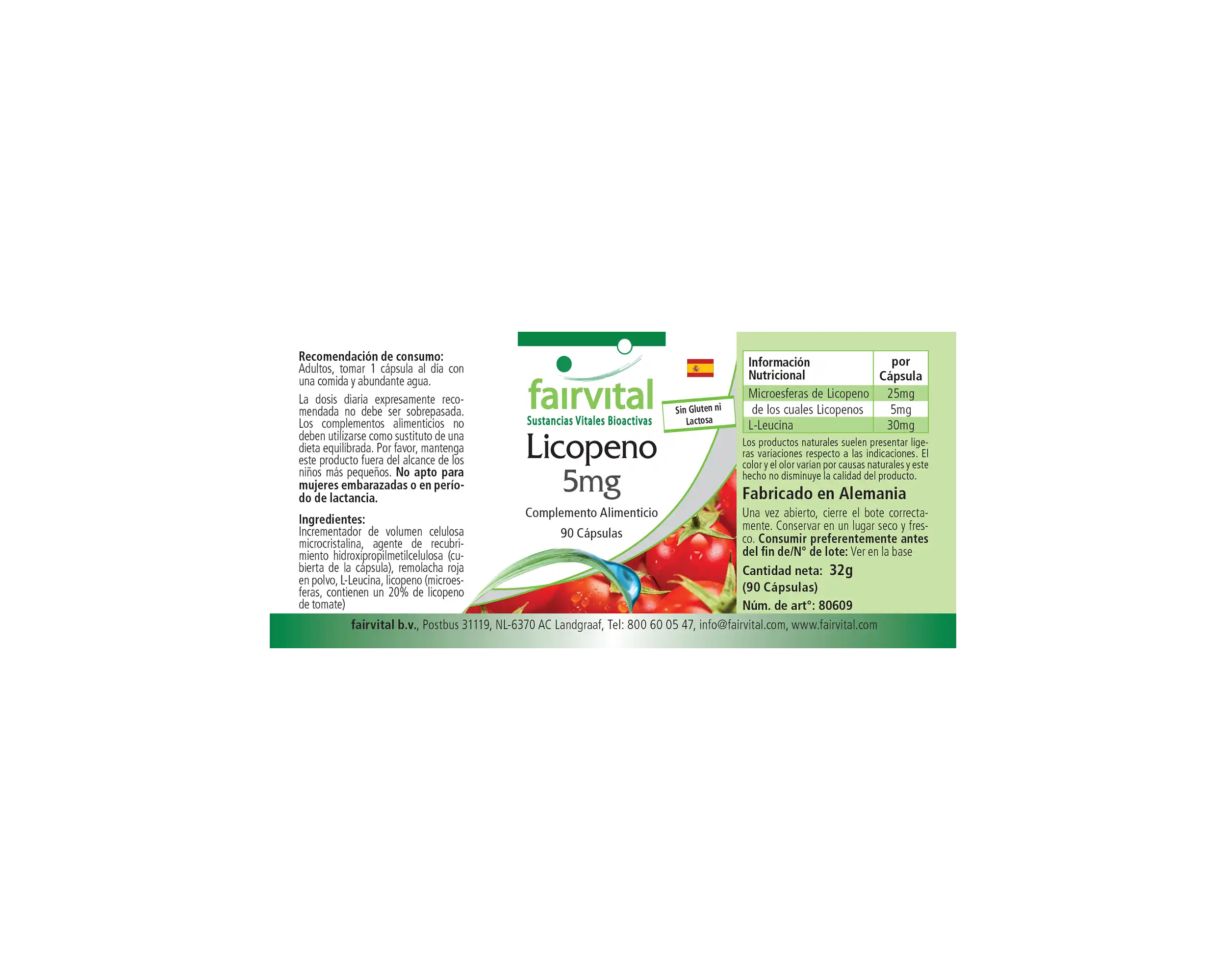 Lycopin 5mg - 90 Kapseln - aus Tomatenextrakt - Hochdosiert und Vegan | Fairvital