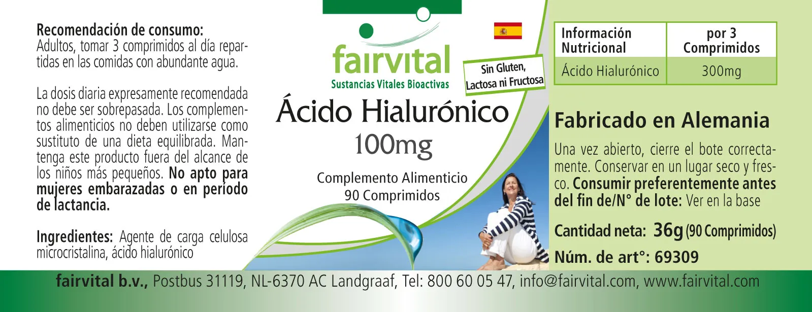 Hyaluronic acid 100mg - 90 tablets