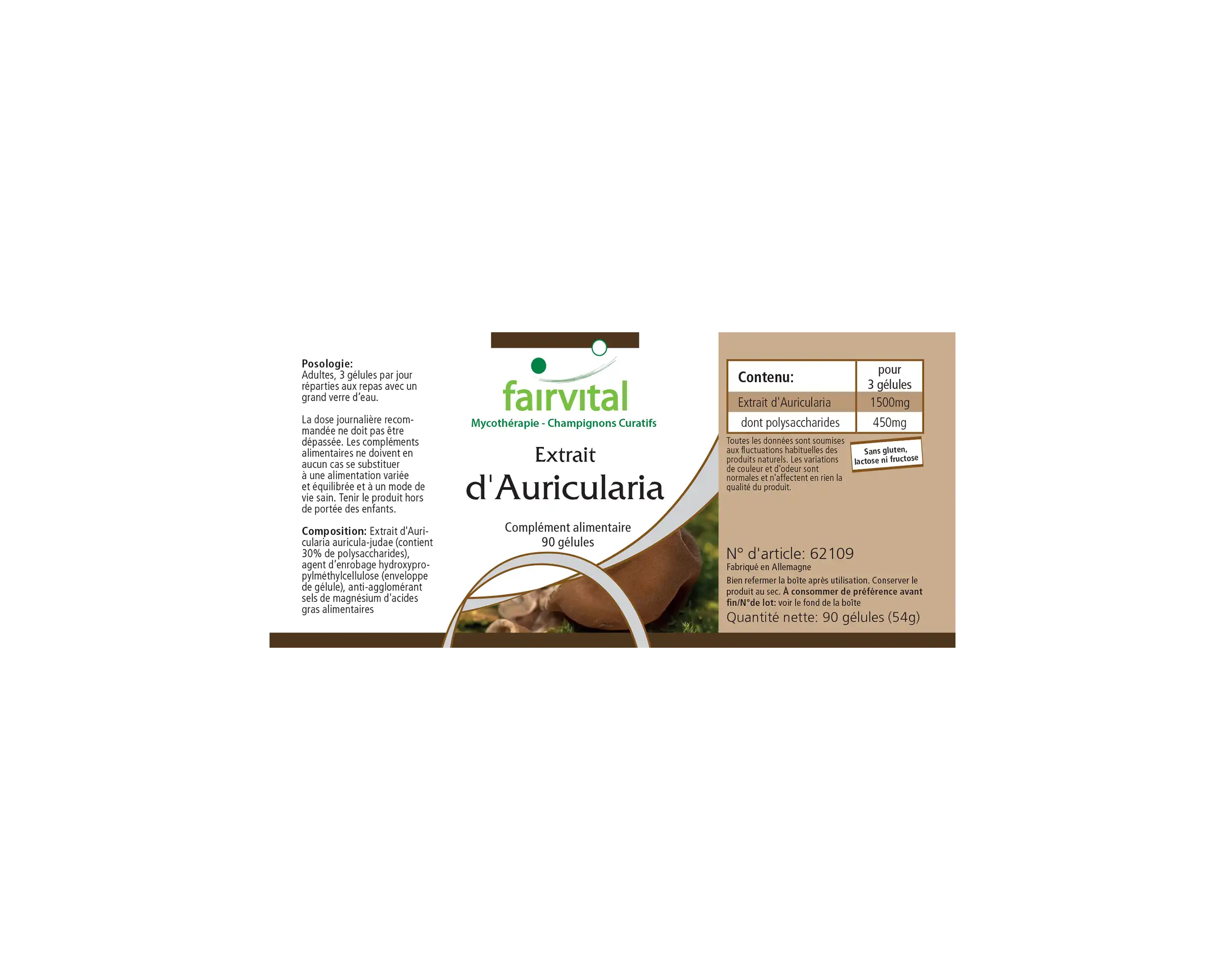 Auricularia Extrakt - Judasohr - 30% Polysaccharide - 90 Kapseln - Hochdosiert und Vegan | Fairvital