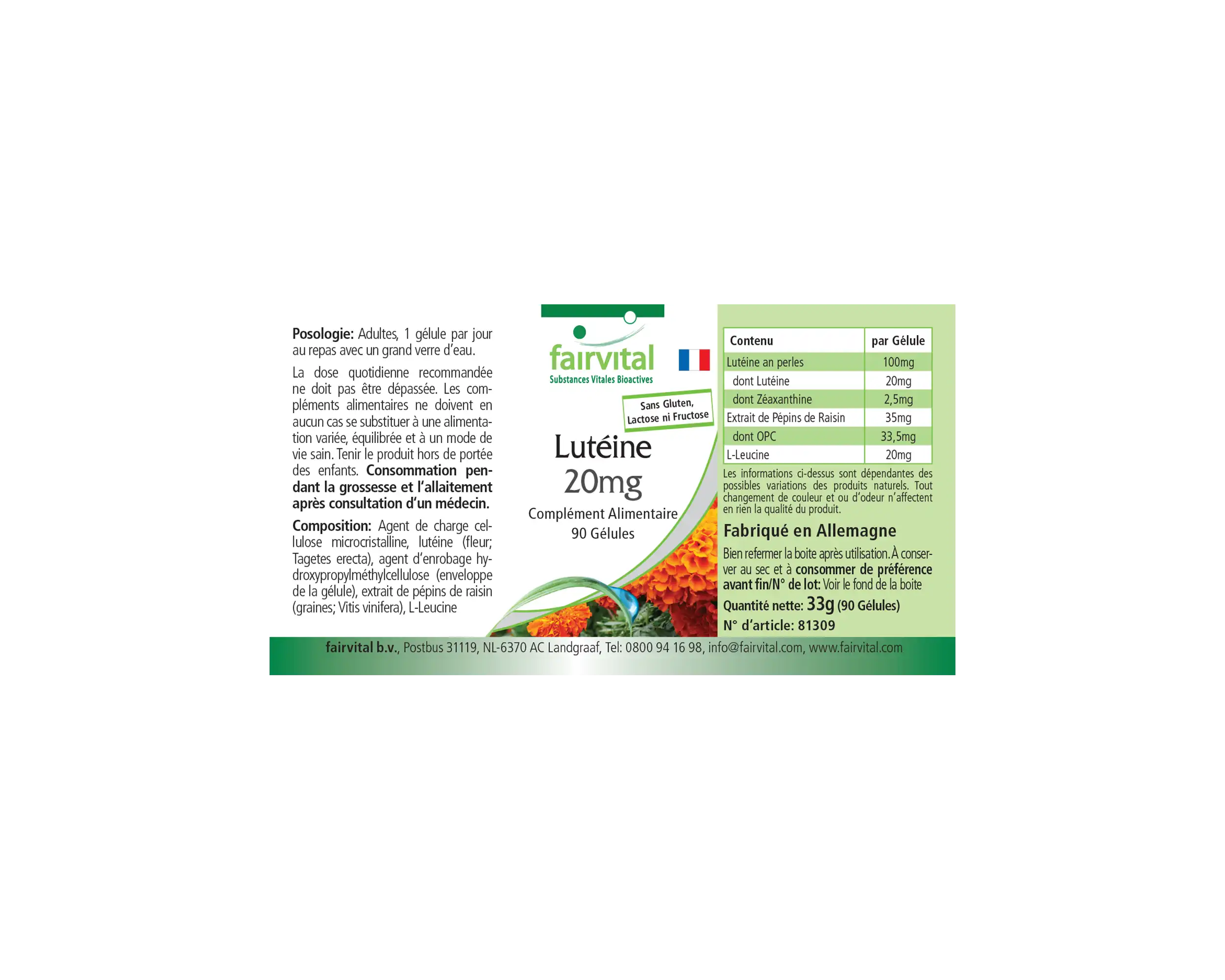 Lutein 20mg - 90 Kapseln - mit Zeaxanthin - mikroverkapselt - ohne Magnesiumstearat | Fairvital Lutein 20mg - 90 Kapseln - mit Zeaxanthin - mikroverkapselt - ohne Magnesiumstearat | Fairvital