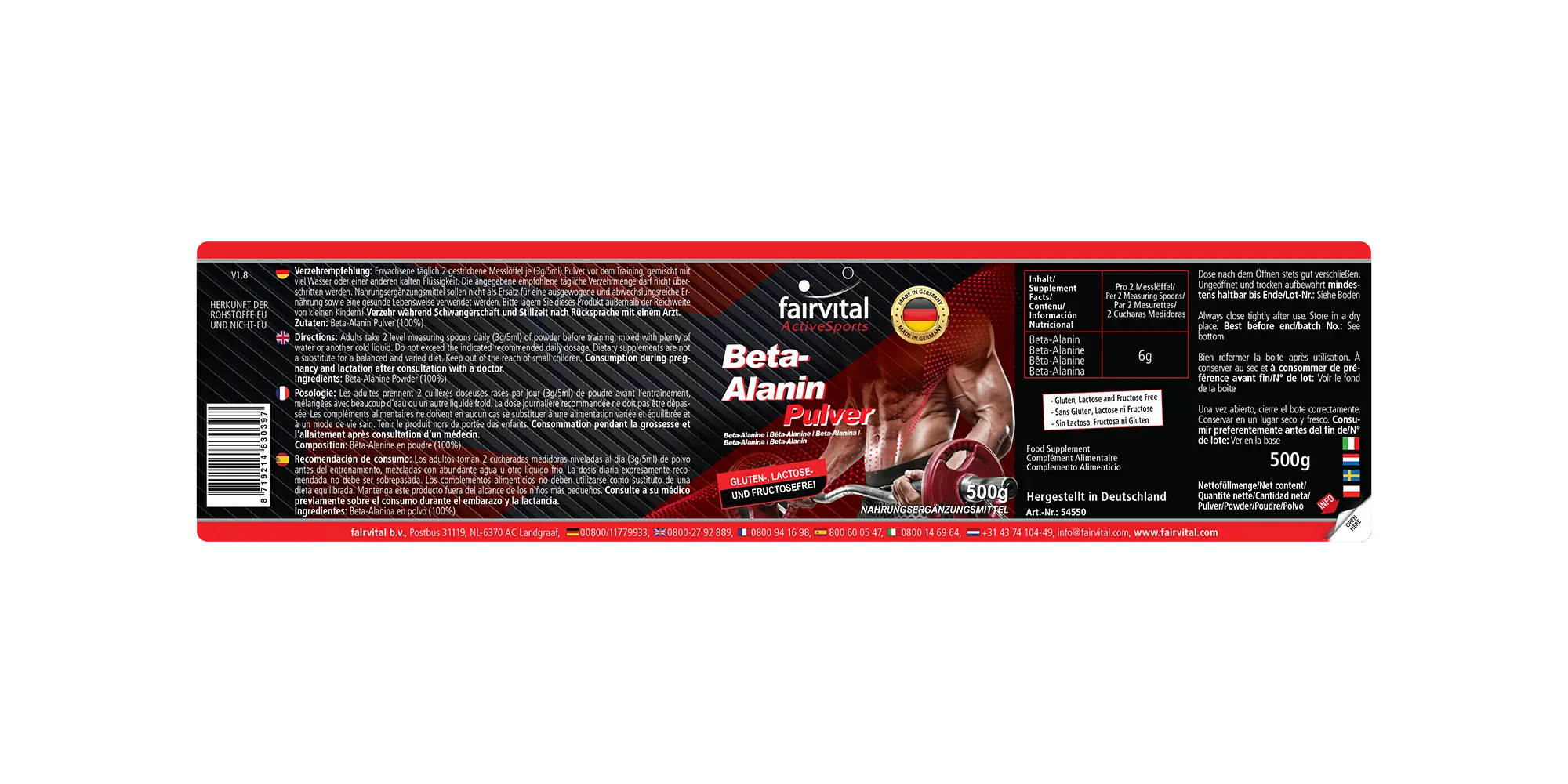 Bêta-alanine 500g en poudre Bêta-alanine 500g en poudre