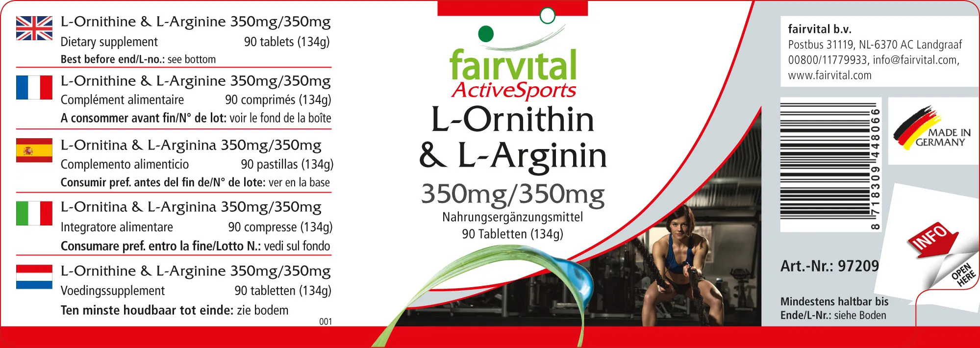 L-Ornithin & L-Arginin 350mg/350mg - 90 Tabletten - HOCHDOSIERT - VEGAN - Aminosäuren | Fairvital L-Ornithin & L-Arginin 350mg/350mg - 90 Tabletten - HOCHDOSIERT - VEGAN - Aminosäuren | Fairvital