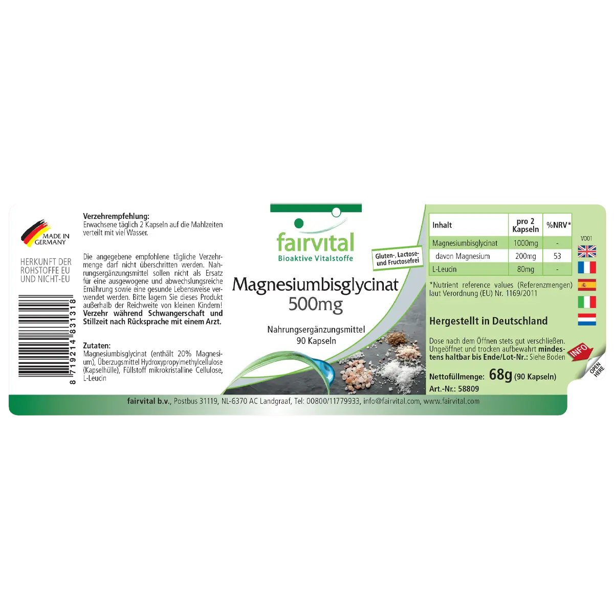 Bisglycinate de magnésium 500 mg