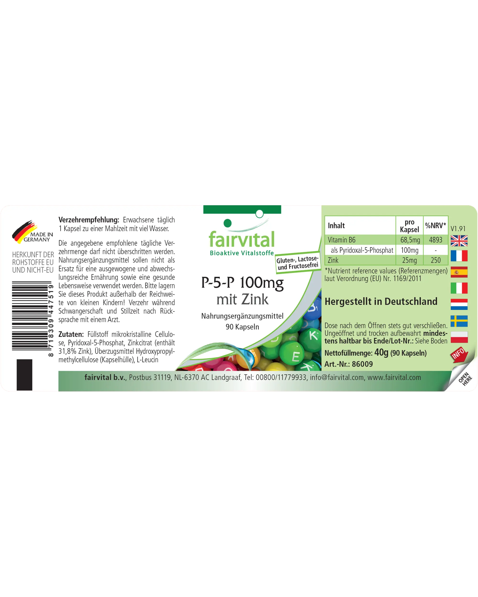 P-5-P 100mg met zink - actieve vitamine B6 - 90 capsules