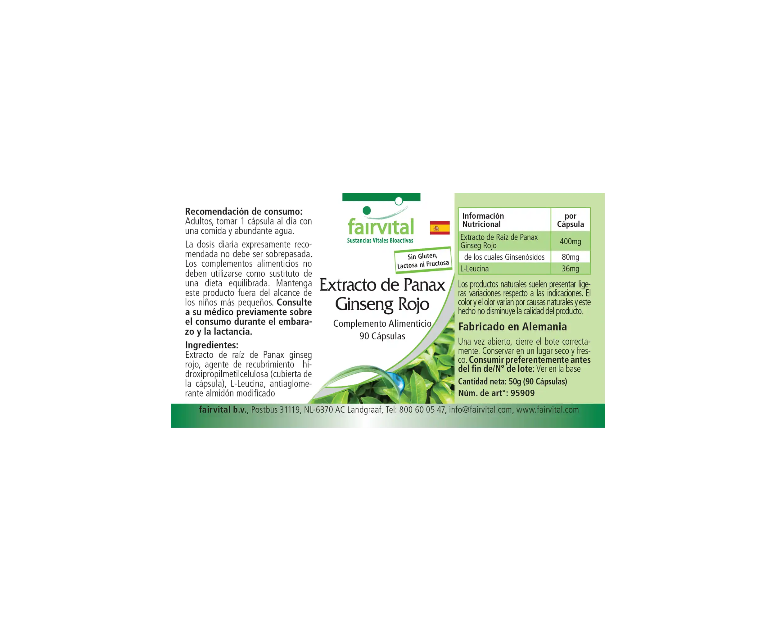 Roter Panax Ginseng Extrakt 400mg- 90 Kapseln-koreanischer Ginseng Extrakt- HOCHDOSIERT - VEGAN | Fairvital