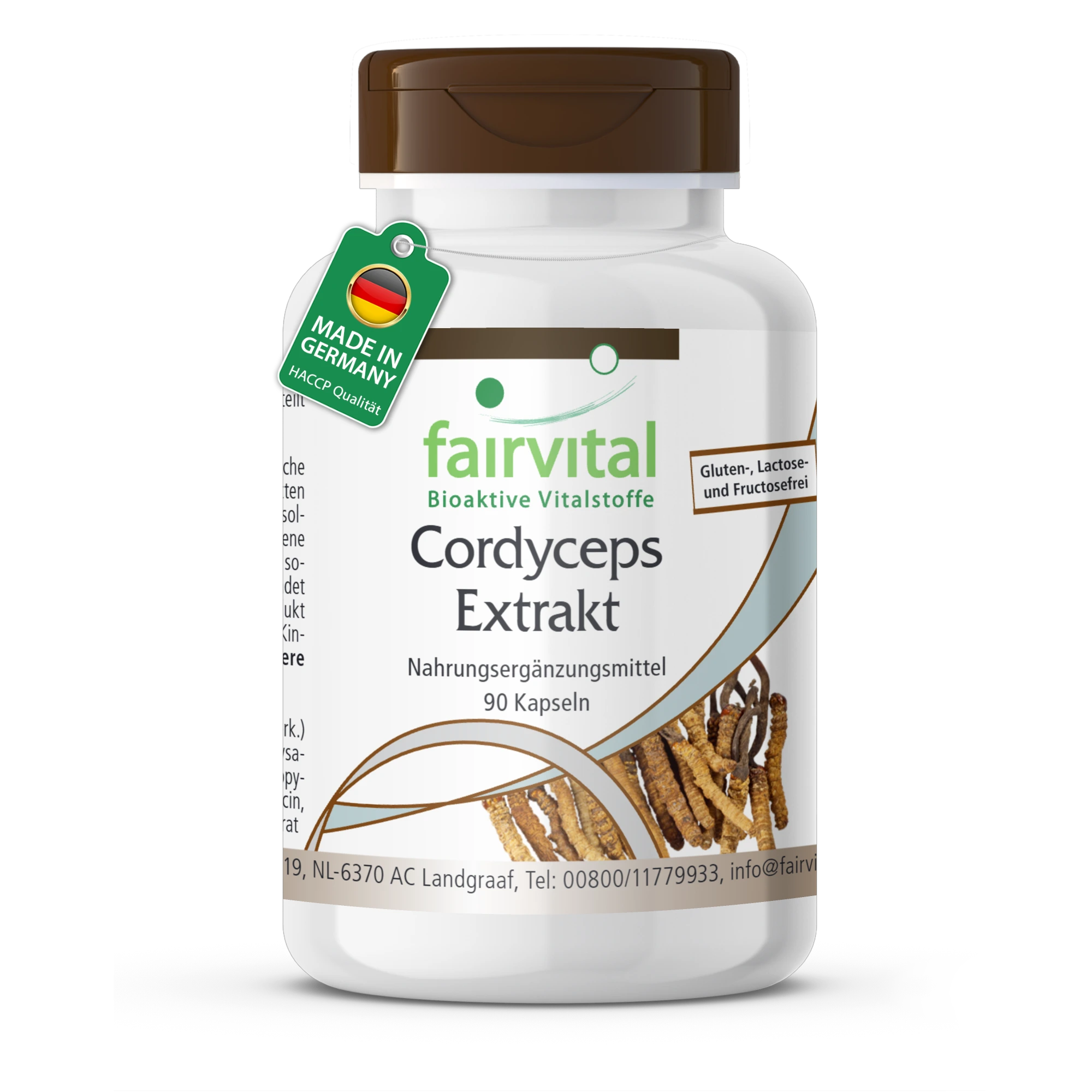 Cordyceps Extrakt - 90 Kapseln - Schluckfreundlich - Cordyceps Sinensis (Raupenpilz) - 40% Polysaccharide - Hochdosiert und Vegan | Fairvital