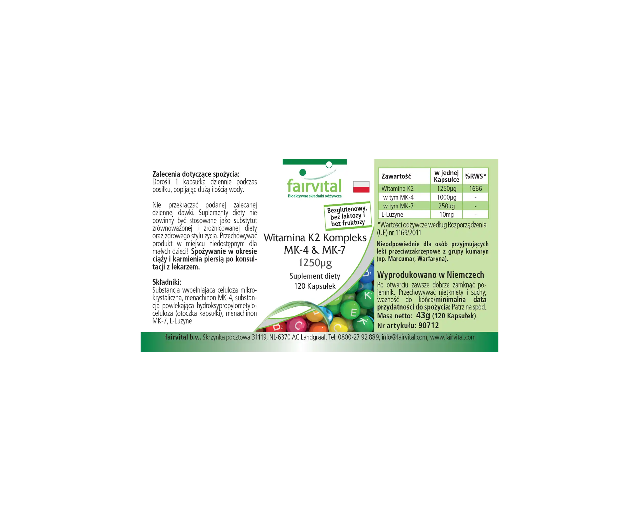 Vitamin K2 Komplex MK-4 & MK-7 1250µg
