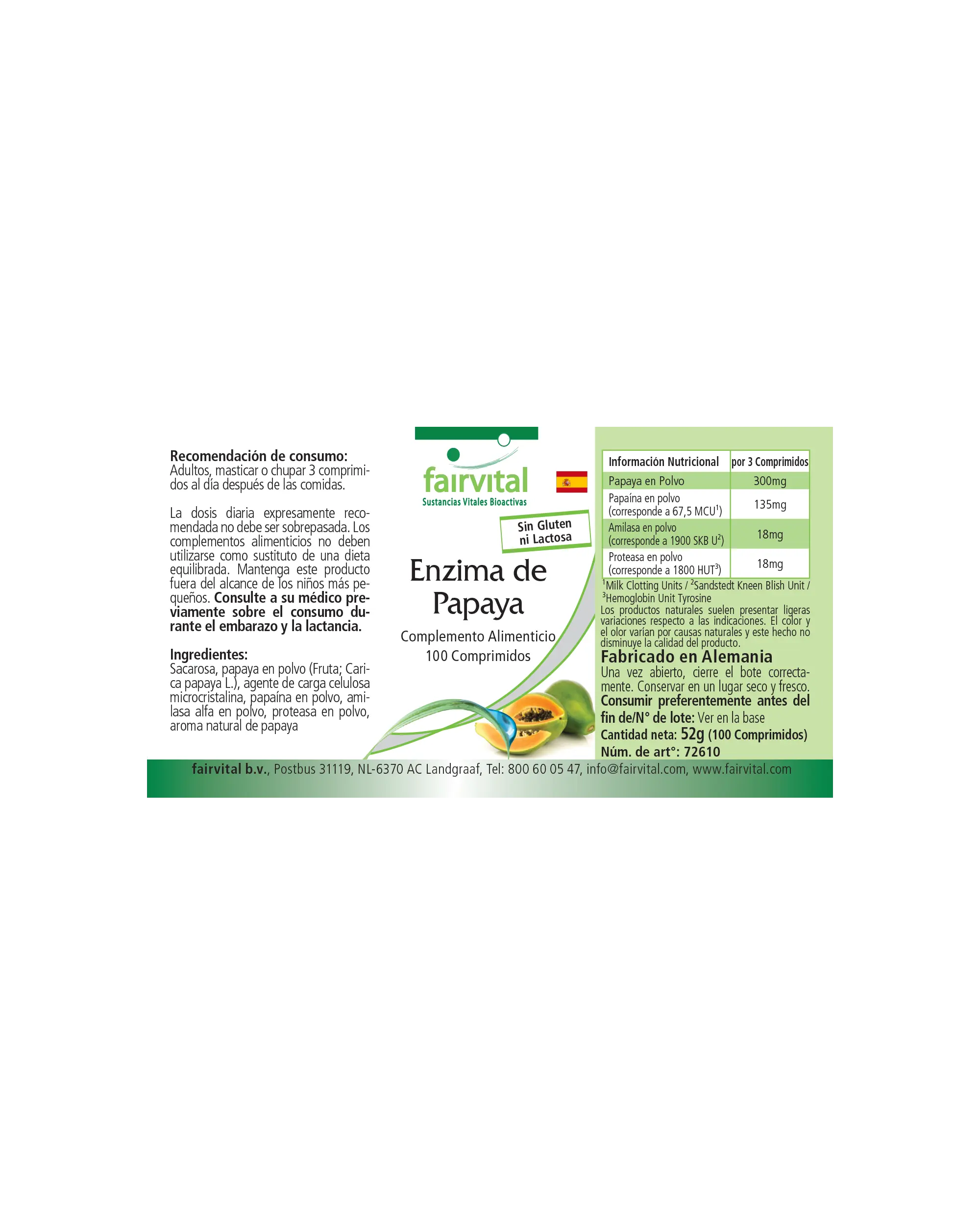 Enzyme de Papaye - 100 comprimés à croquer