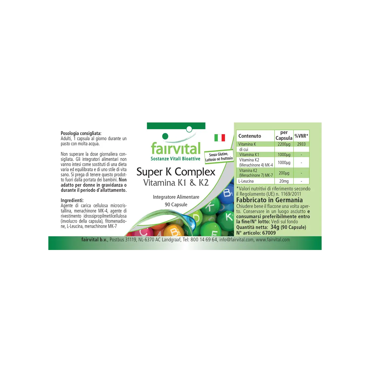 Complexe Super K Vitamine K1 & K2 - 90 gélules