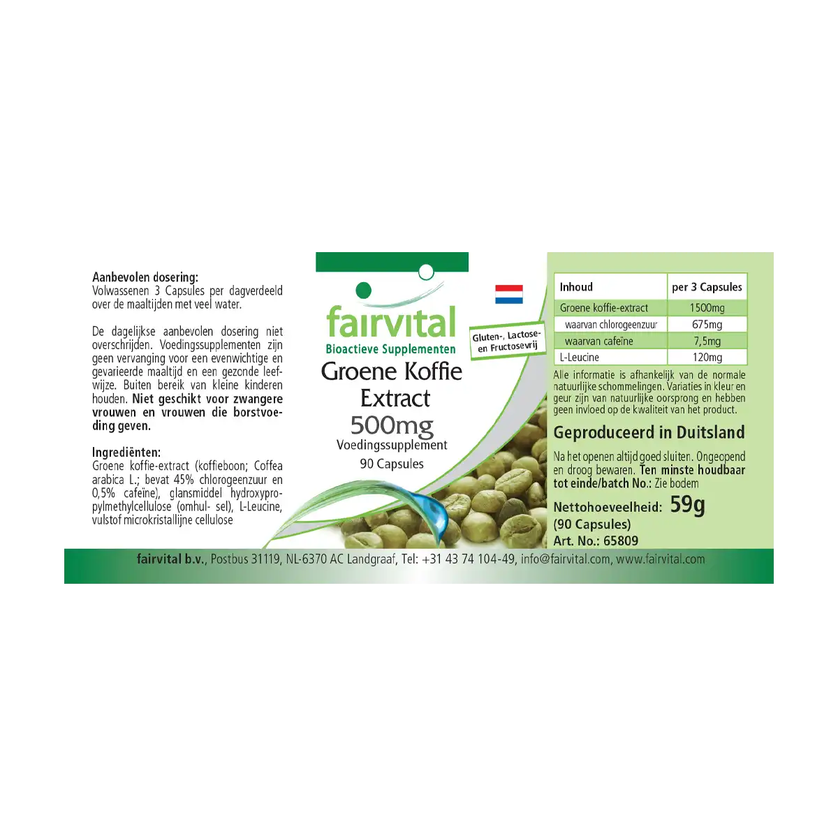 Green coffee extract 500mg - 90 capsules