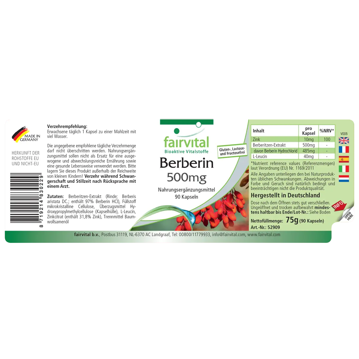 Berbérine 500mg - 90 gélules