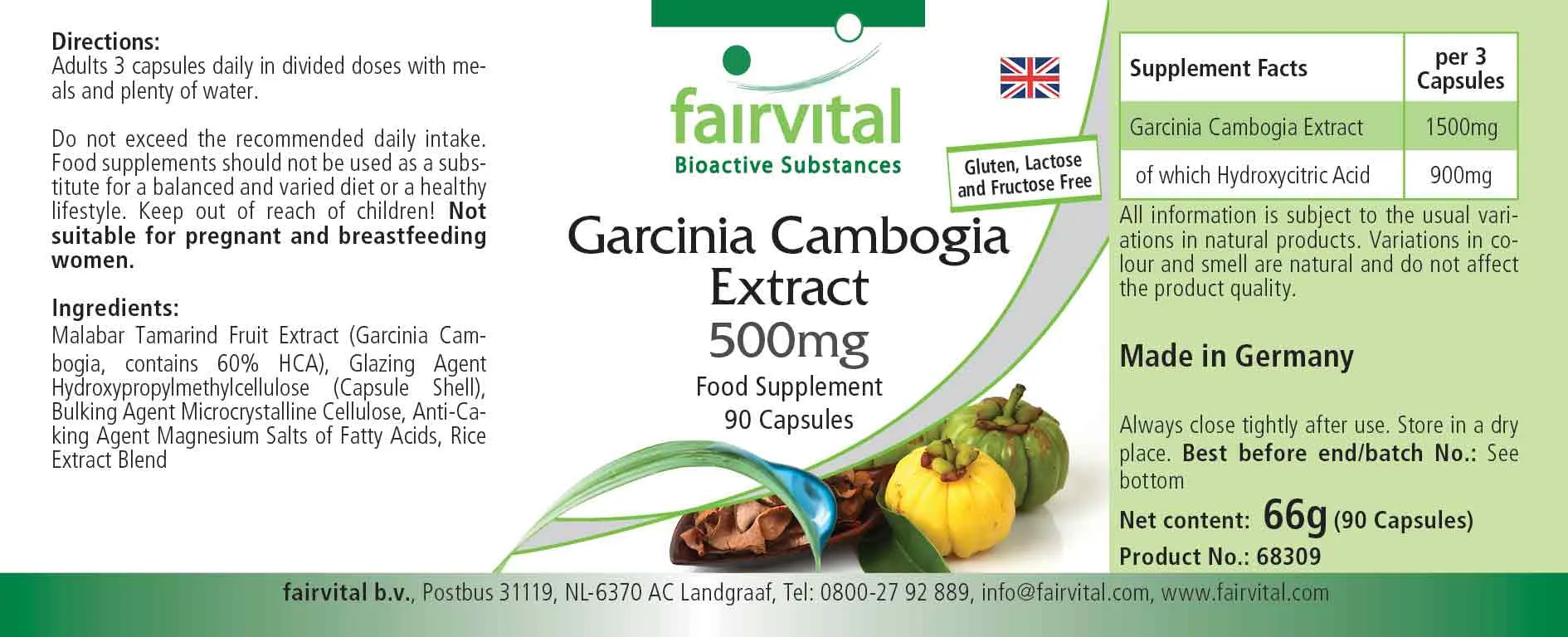 Estratto di Garcinia Cambogia 500mg - 90 capsule