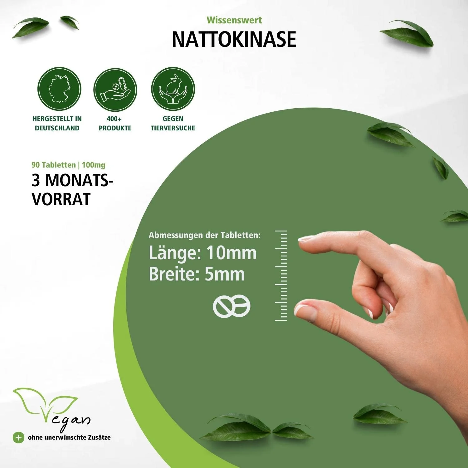 Nattokinase 100mg - 90 Tabletten - Schluckfreundlich - Hochdosiert und Vegan | Fairvital