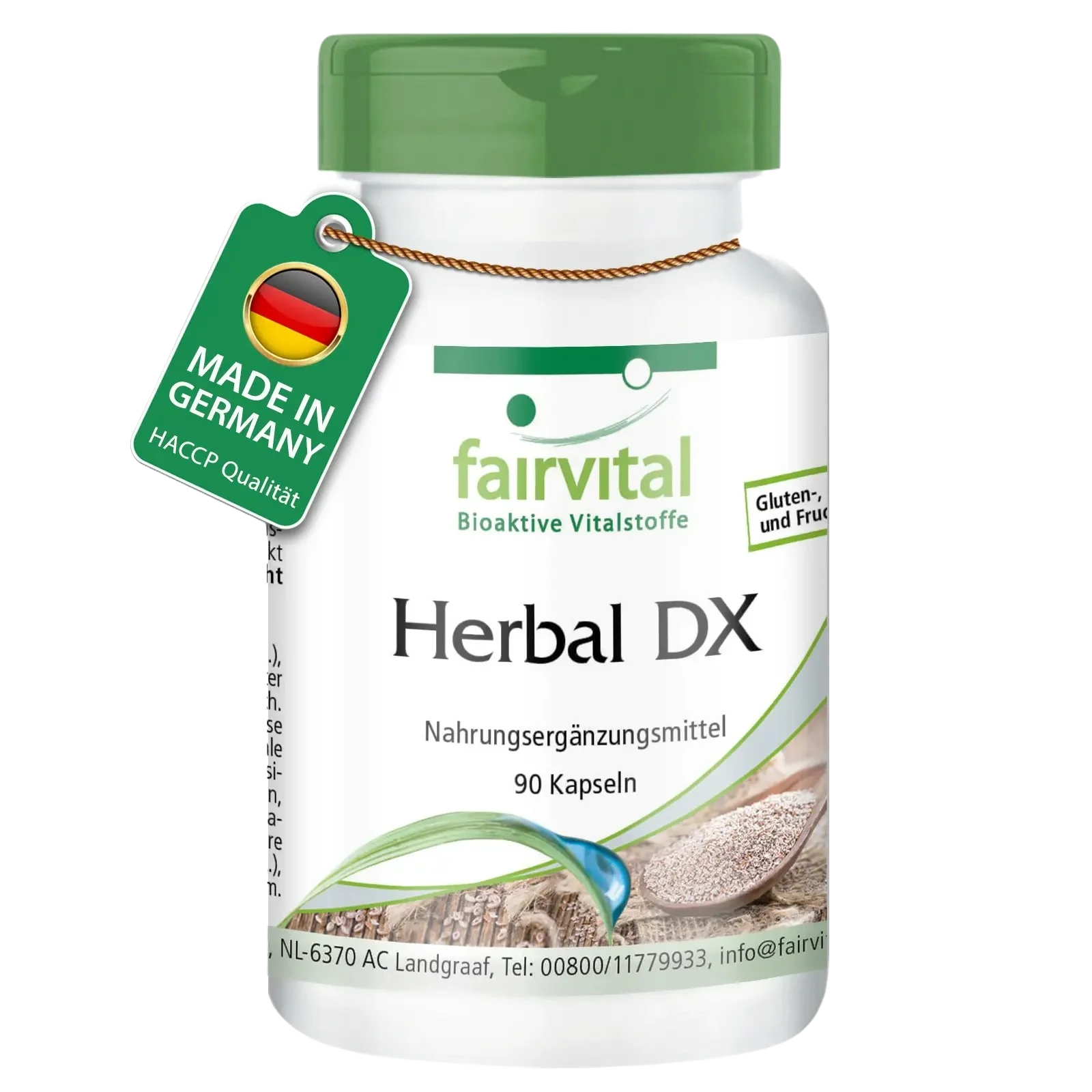 Herbal DX - 90 Kapseln - mit Flohsamenschalen, Löwenzahnwurzel-Extrakt, Chlorella und mehr - Vegan | Fairvital Herbal DX - 90 Kapseln - mit Flohsamenschalen, Löwenzahnwurzel-Extrakt, Chlorella und mehr - Vegan | Fairvital