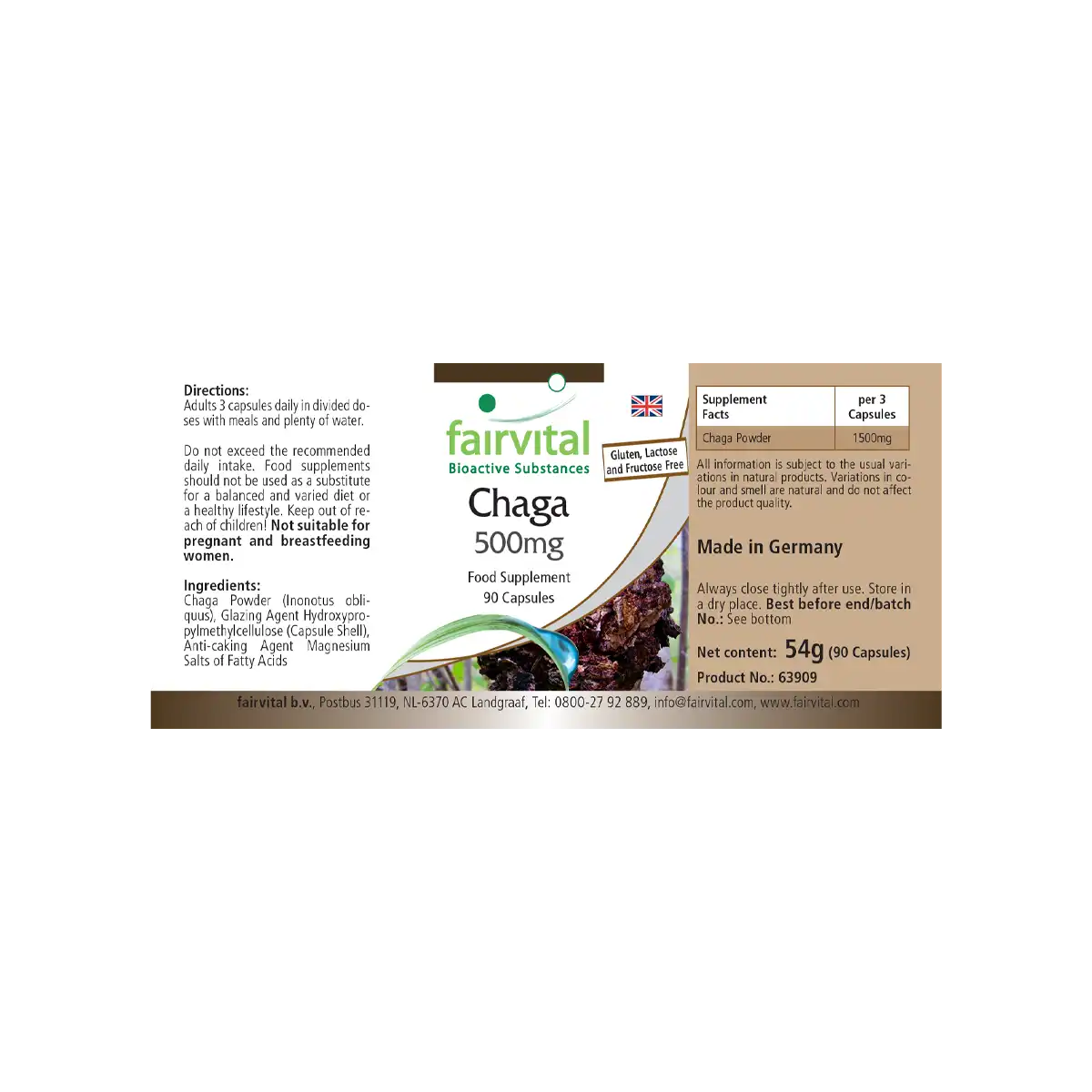 Chaga 500mg - le champignon médicinal - 90 gélules