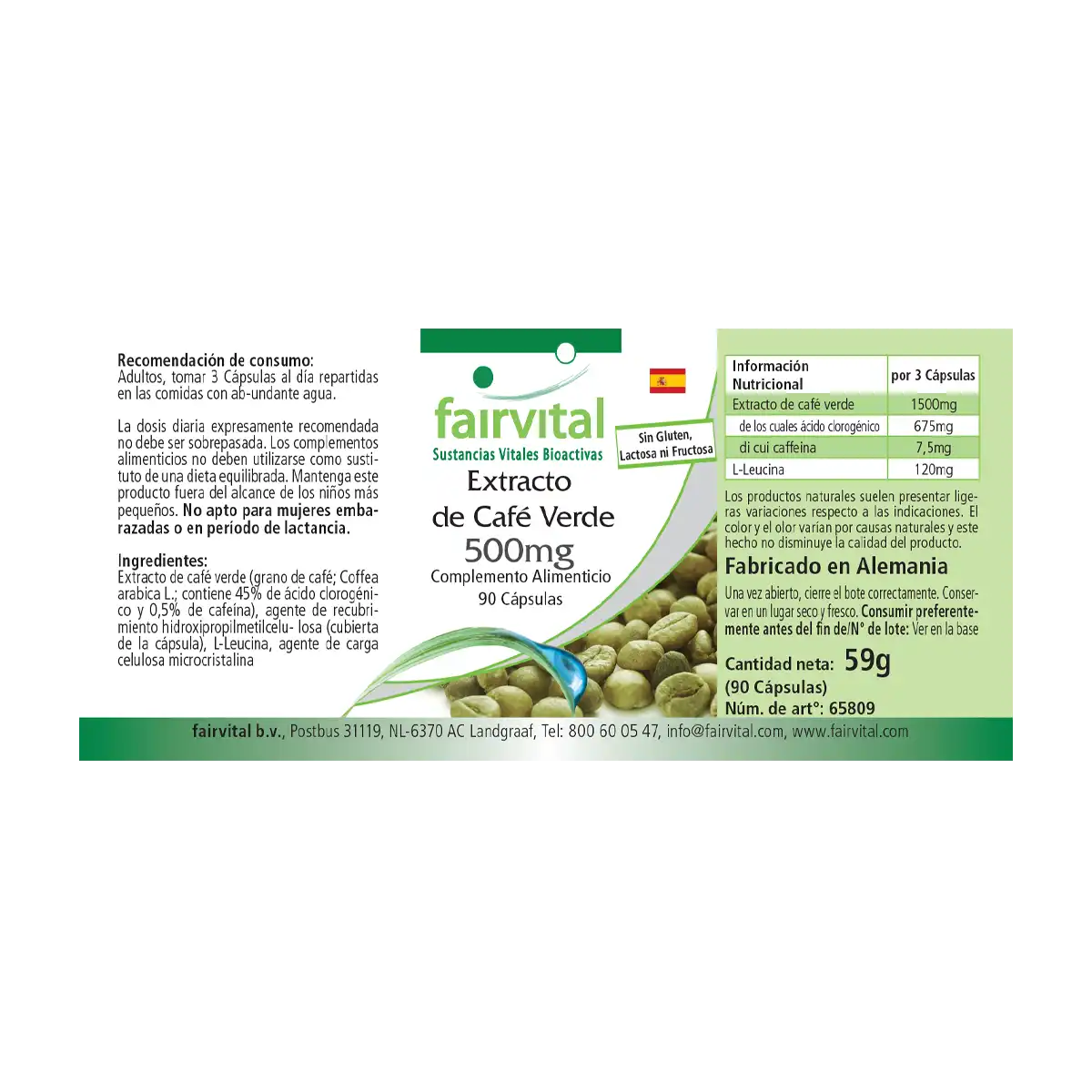 Groene koffie-extract 500mg - 90 capsules