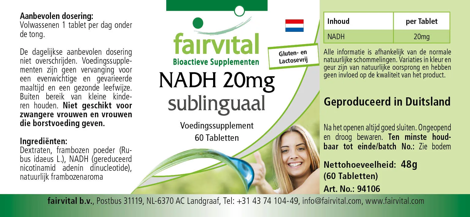NADH 20mg sublingual – 60 comprimidos