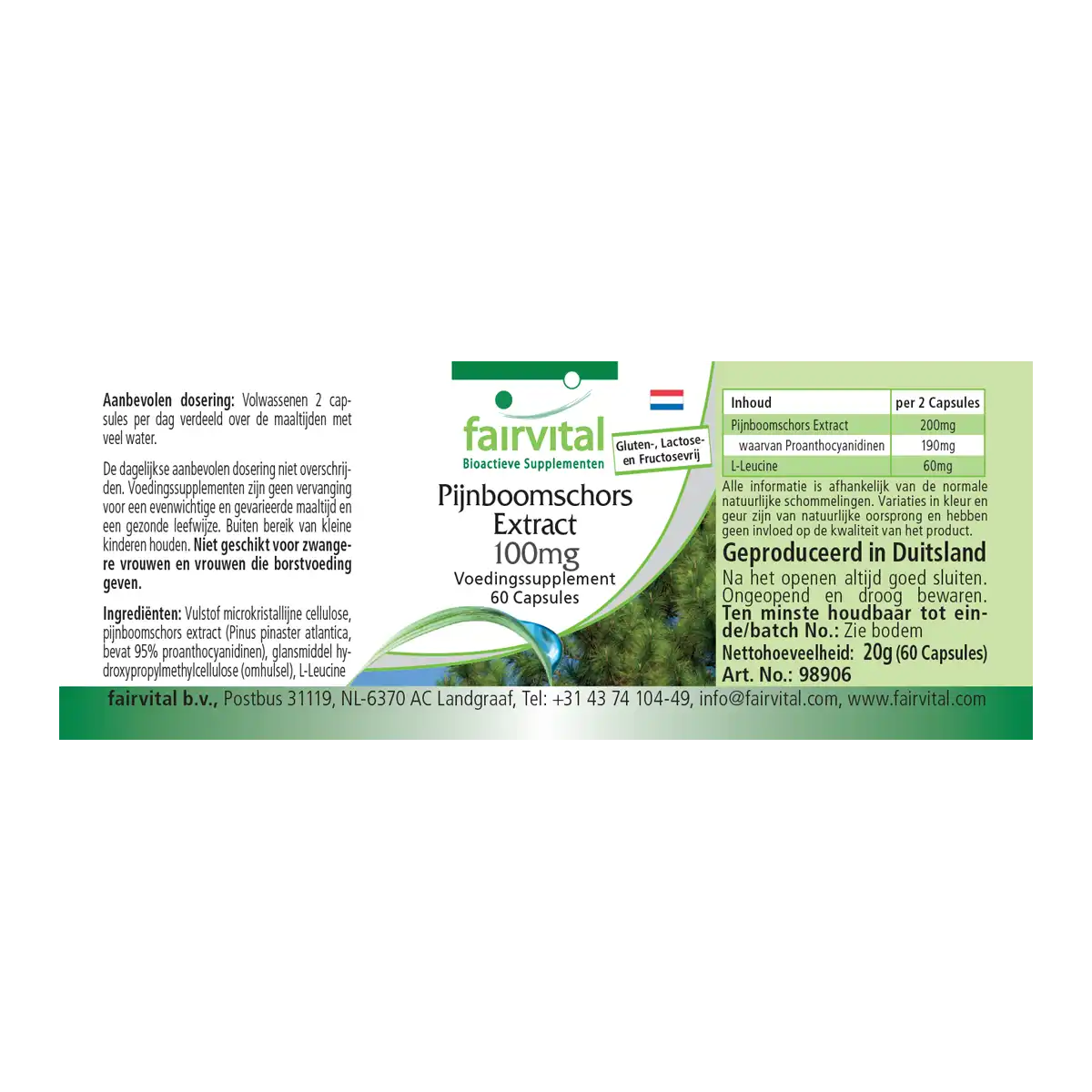 Kiefernrinden-Extrakt 100mg- 60 Kapseln - 95% Proanthocyanidine - VEGAN | Fairvital Kiefernrinden-Extrakt 100mg- 60 Kapseln - 95% Proanthocyanidine - VEGAN | Fairvital